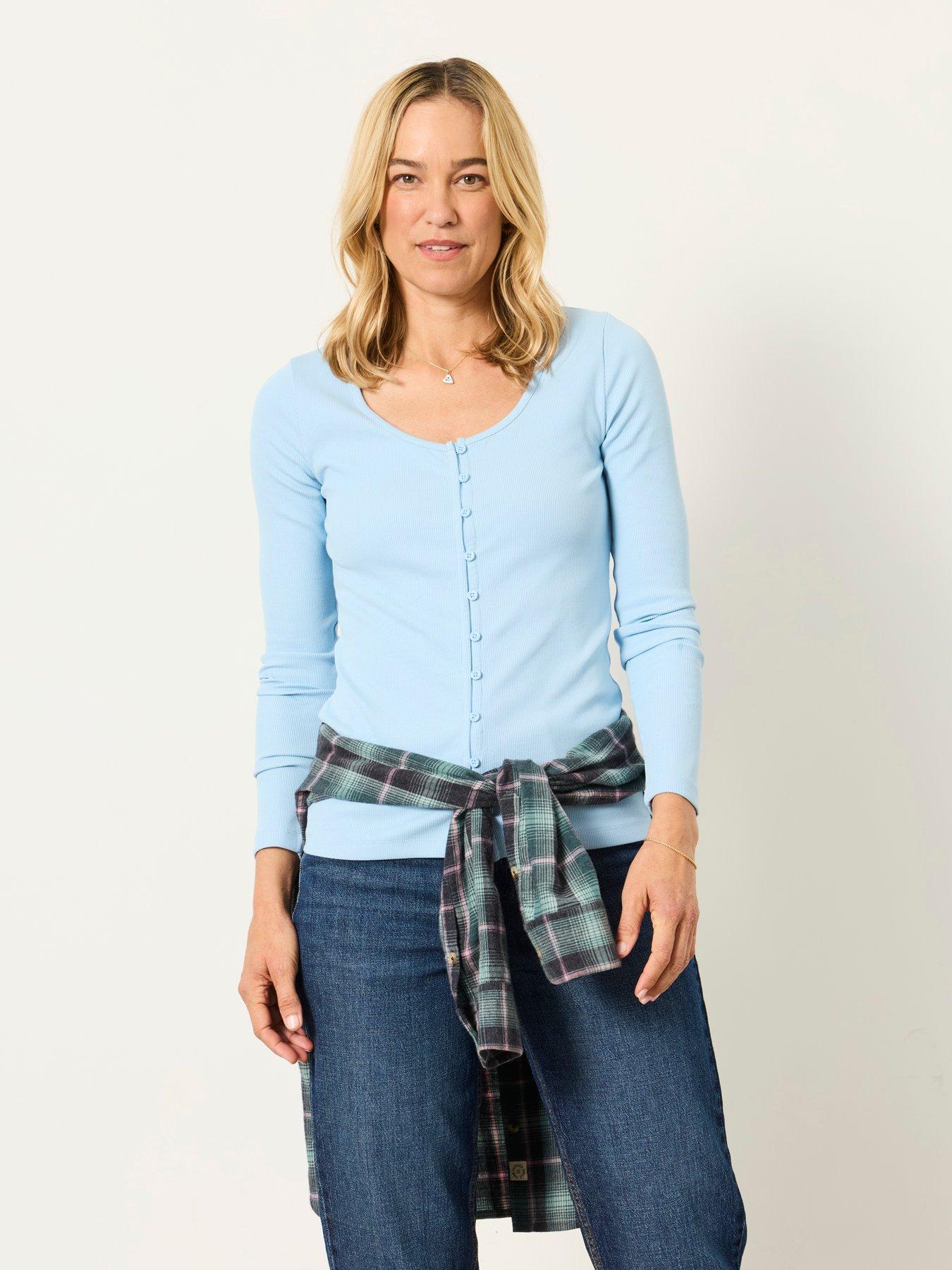 Image 5 of 6 of FatFace Women's Bethan Rib Long Sleeve Top - Blue
