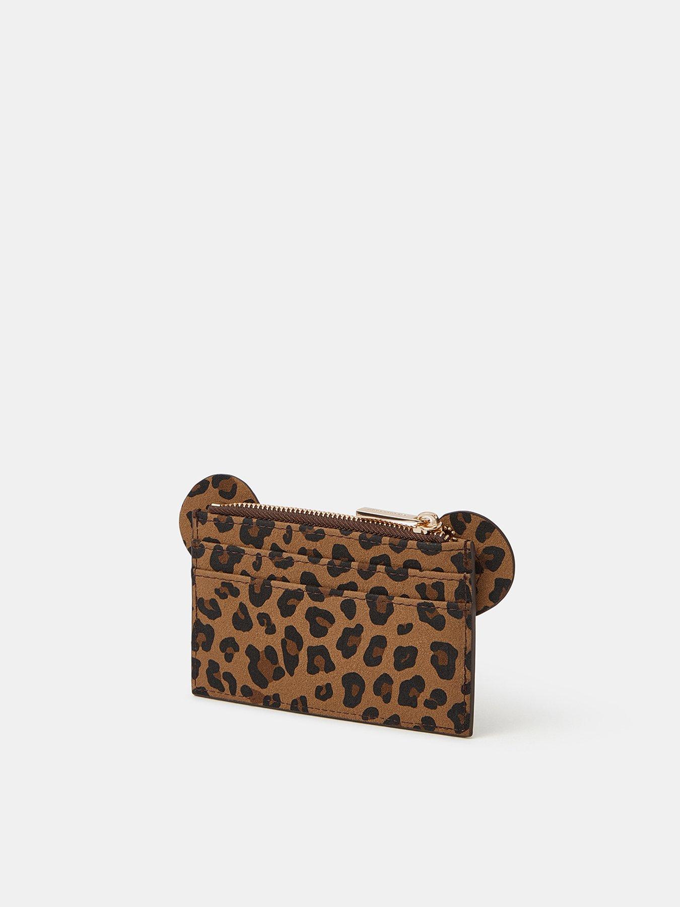 Image 2 of 3 of Accessorize Leopard Print Teddy Card Holder - Brown