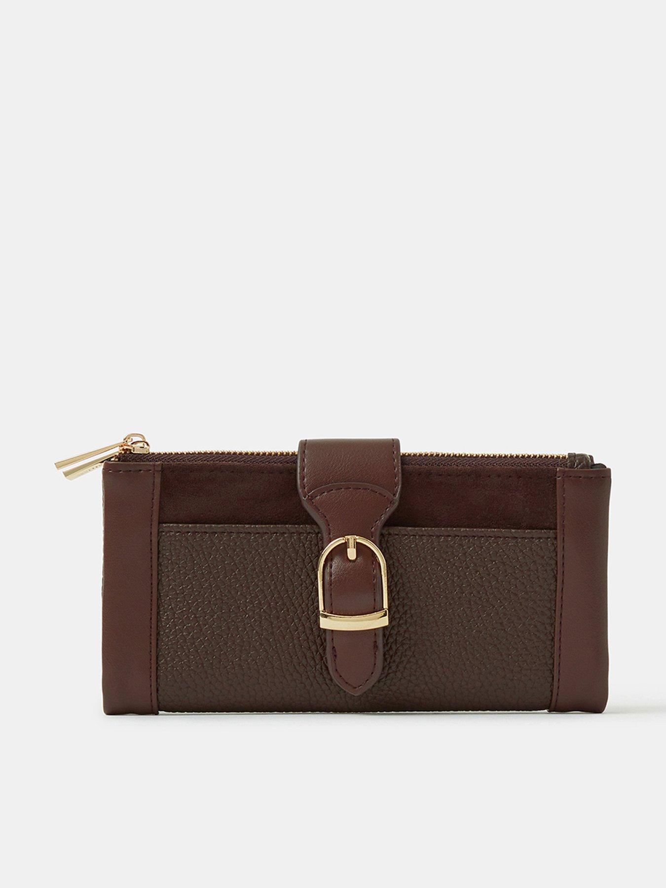 Accessorize Buckle Faux Leather Purse - Brown