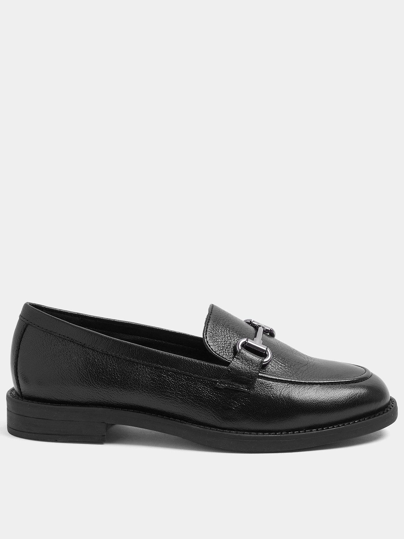 Yours Wide Fit Metal Trim Loafers - Black