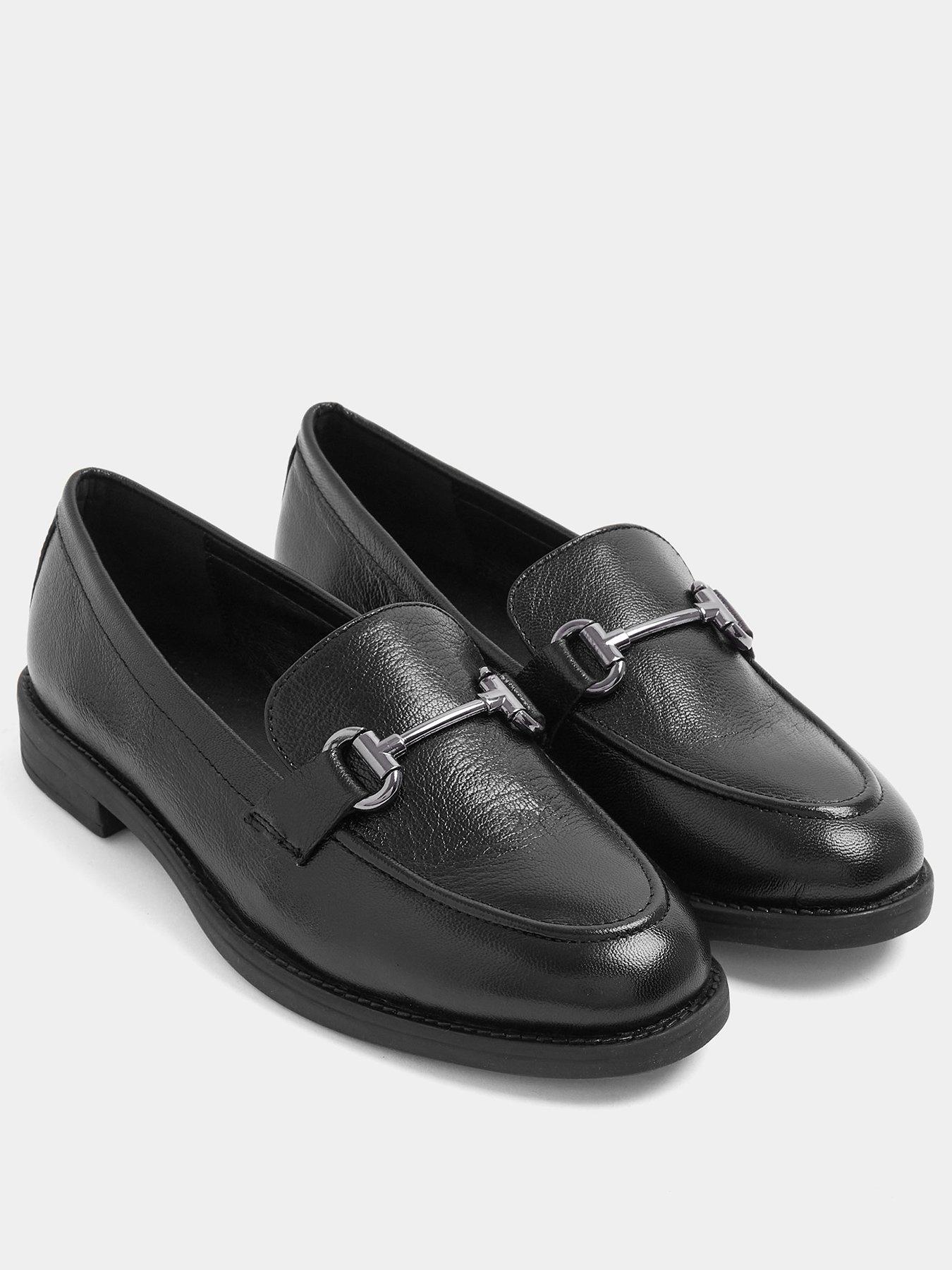 Image 2 of 4 of Yours Wide Fit Metal Trim Loafers - Black