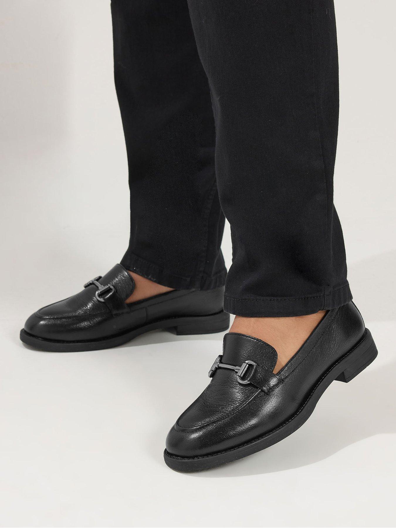 Image 4 of 4 of Yours Wide Fit Metal Trim Loafers - Black