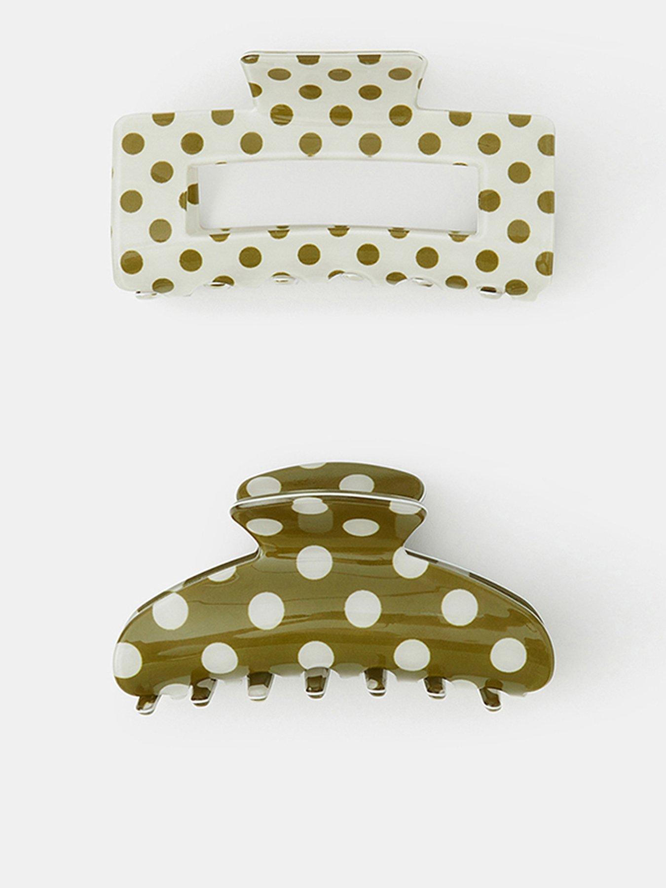 Accessorize 2 Pack Polka Dot Hair Claw Clips - Green