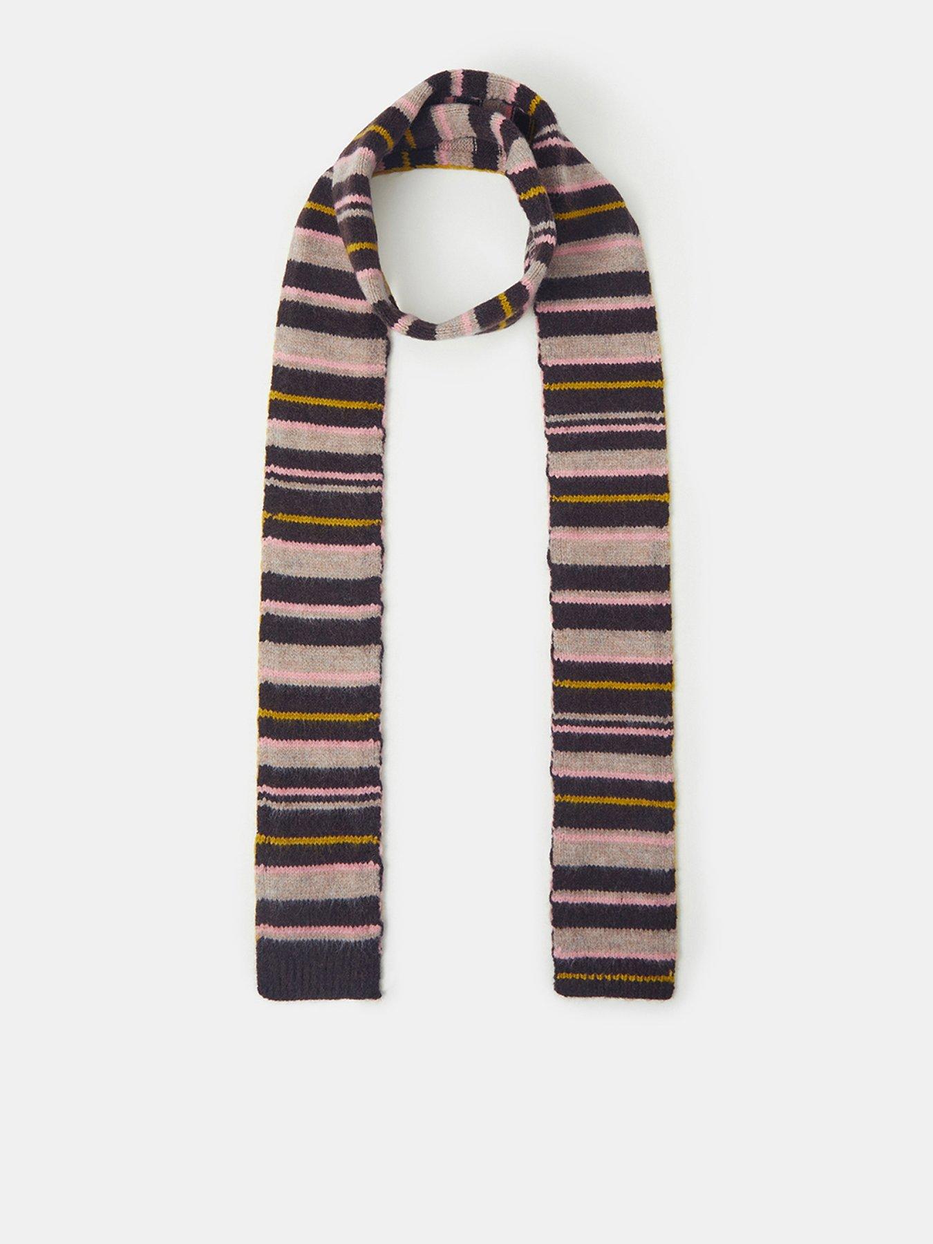Image 1 of 2 of Accessorize Striped Knit Skinny Scarf - Multi