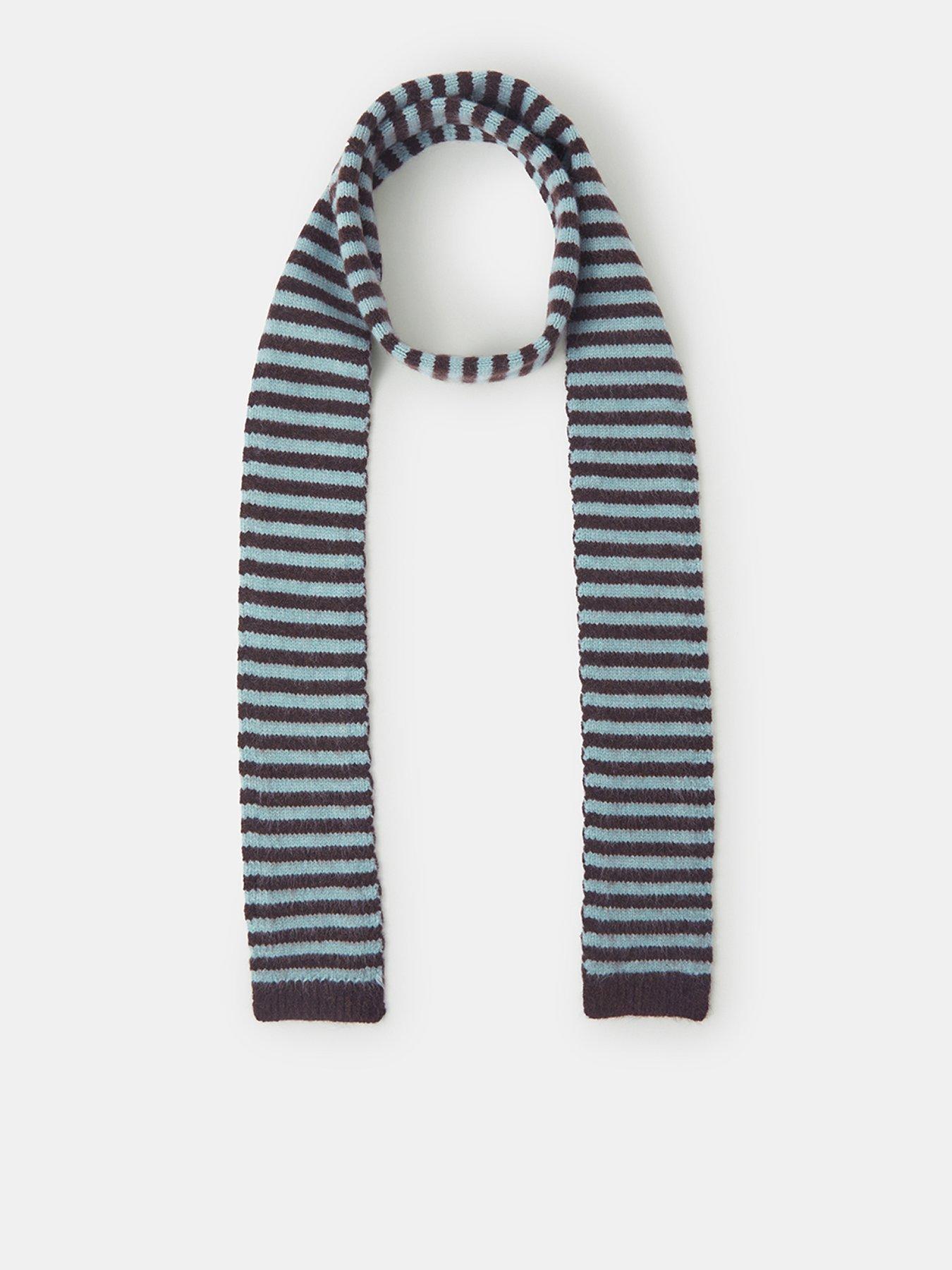 Accessorize Striped Knit Skinny Scarf - Brown