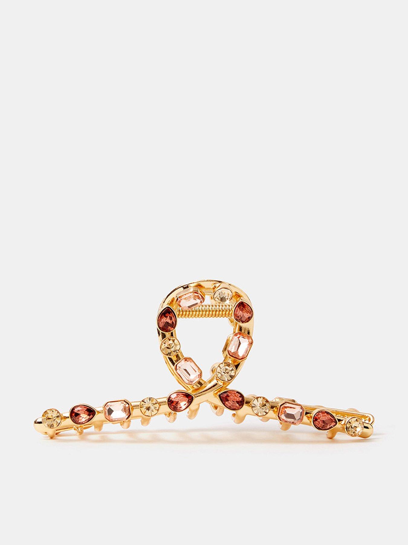 Monsoon Gemstone Embellished Twist Claw Hair Clip - Gold