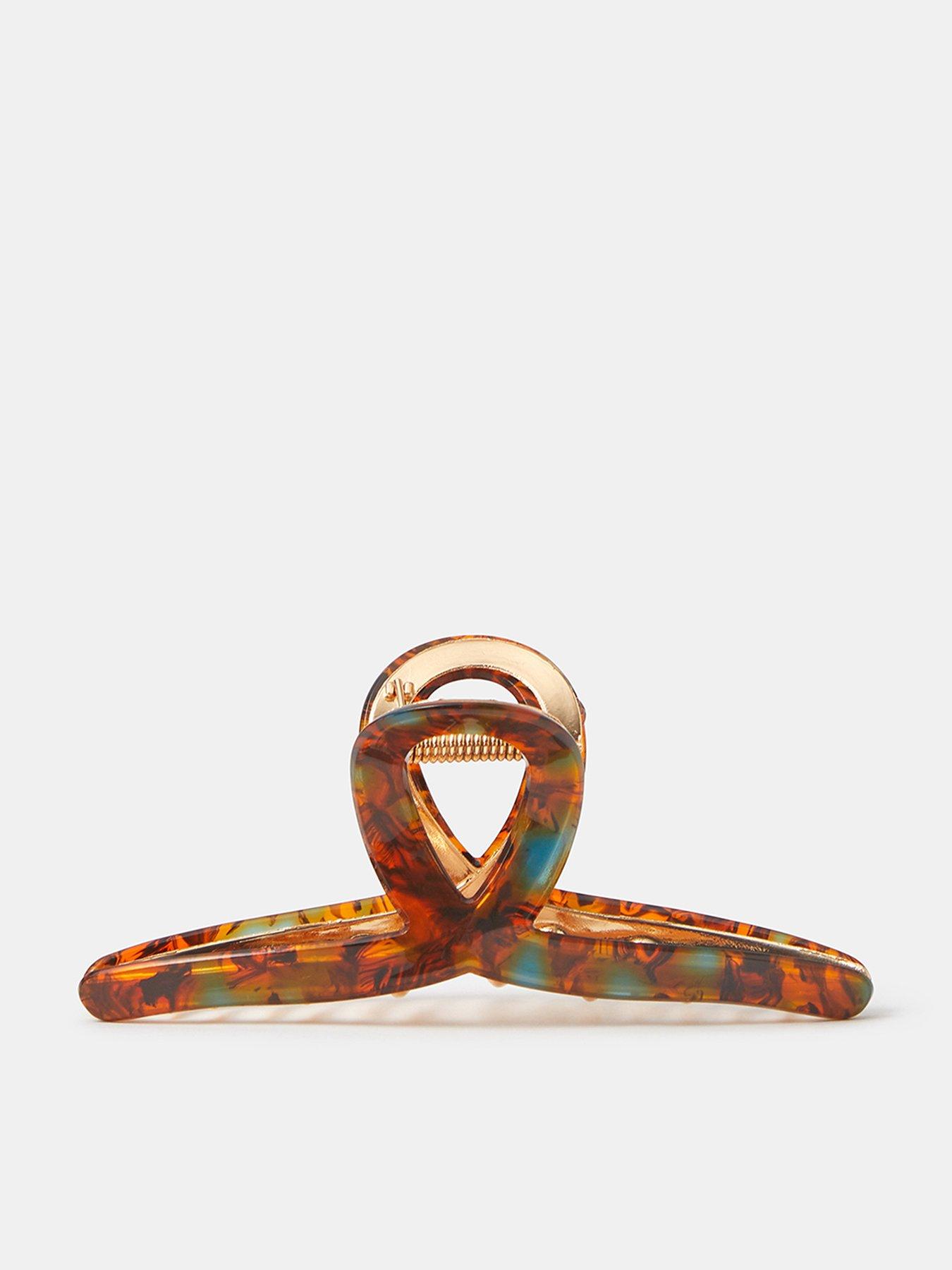 Accessorize Marble Tortoiseshell Resin Twist Claw Clip - Brown