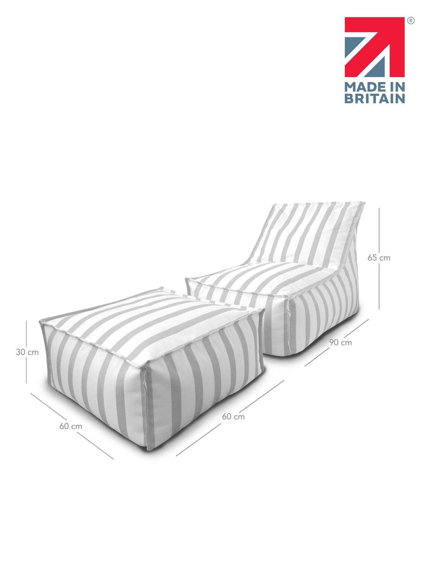 Image 6 of 6 of rucomfy Striped Lounger - Grey - Matching Ottoman