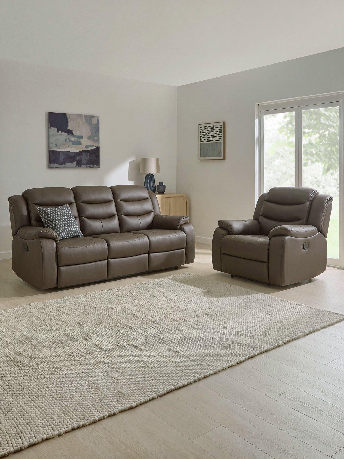 Image 1 of 7 of The Very Collection Rothbury Faux Leather 3 Seater + Armchair Set (Buy &amp; SAVE!)
