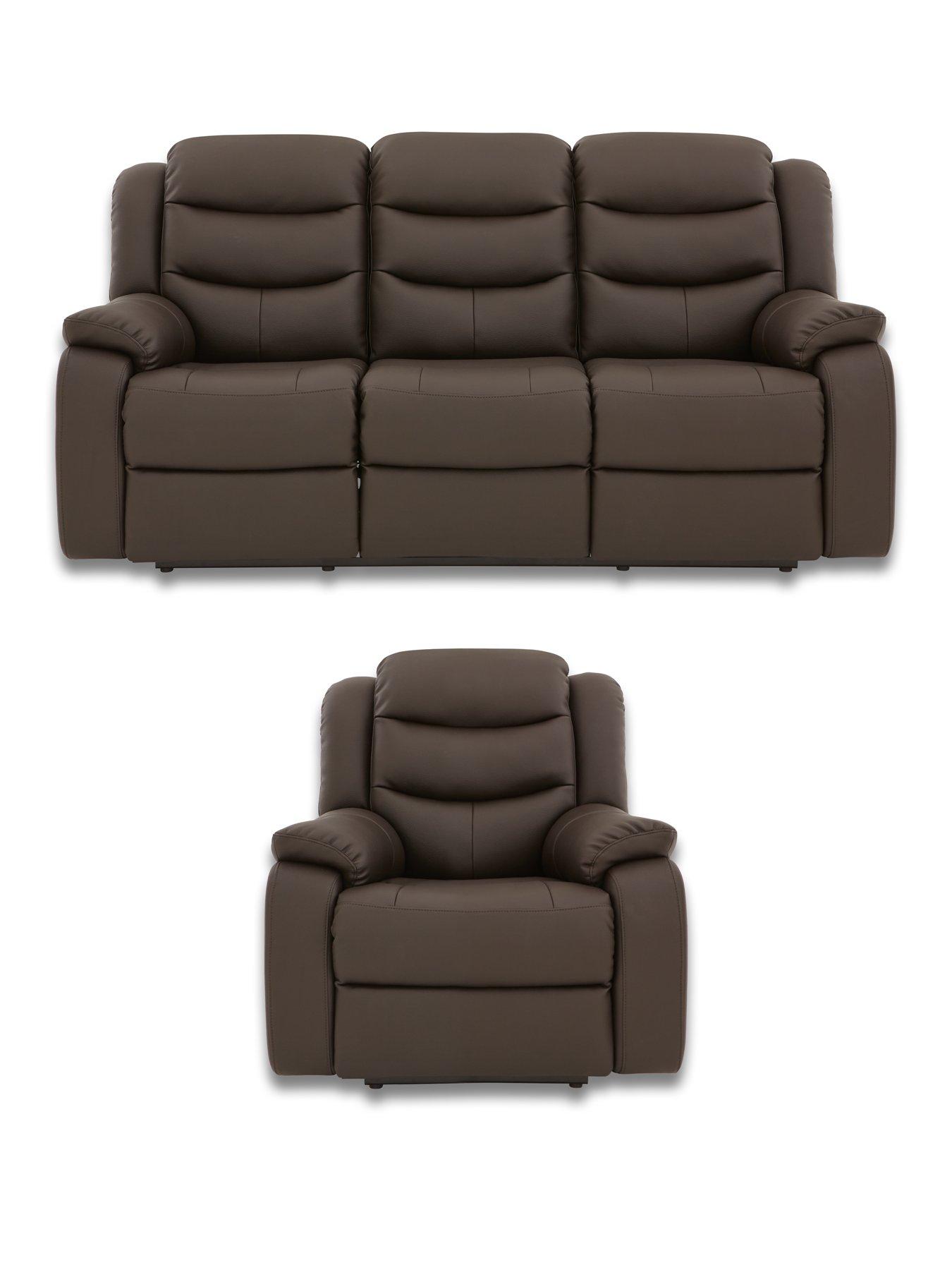 Image 4 of 7 of The Very Collection Rothbury Faux Leather 3 Seater + Armchair Set (Buy &amp; SAVE!)