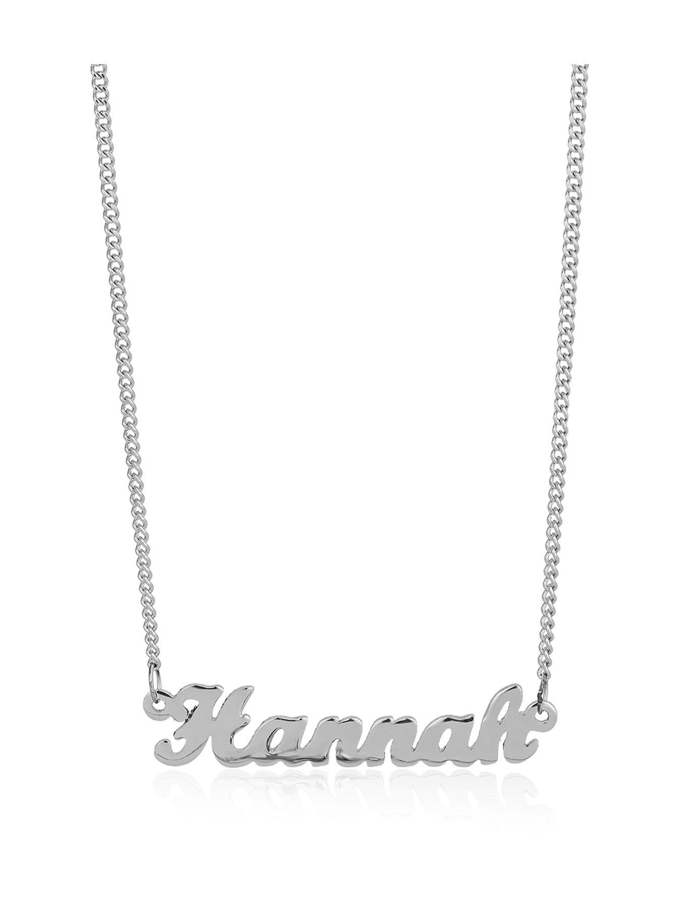 The Love Collection Stainless Steel Script Name Necklace on Curb Chain