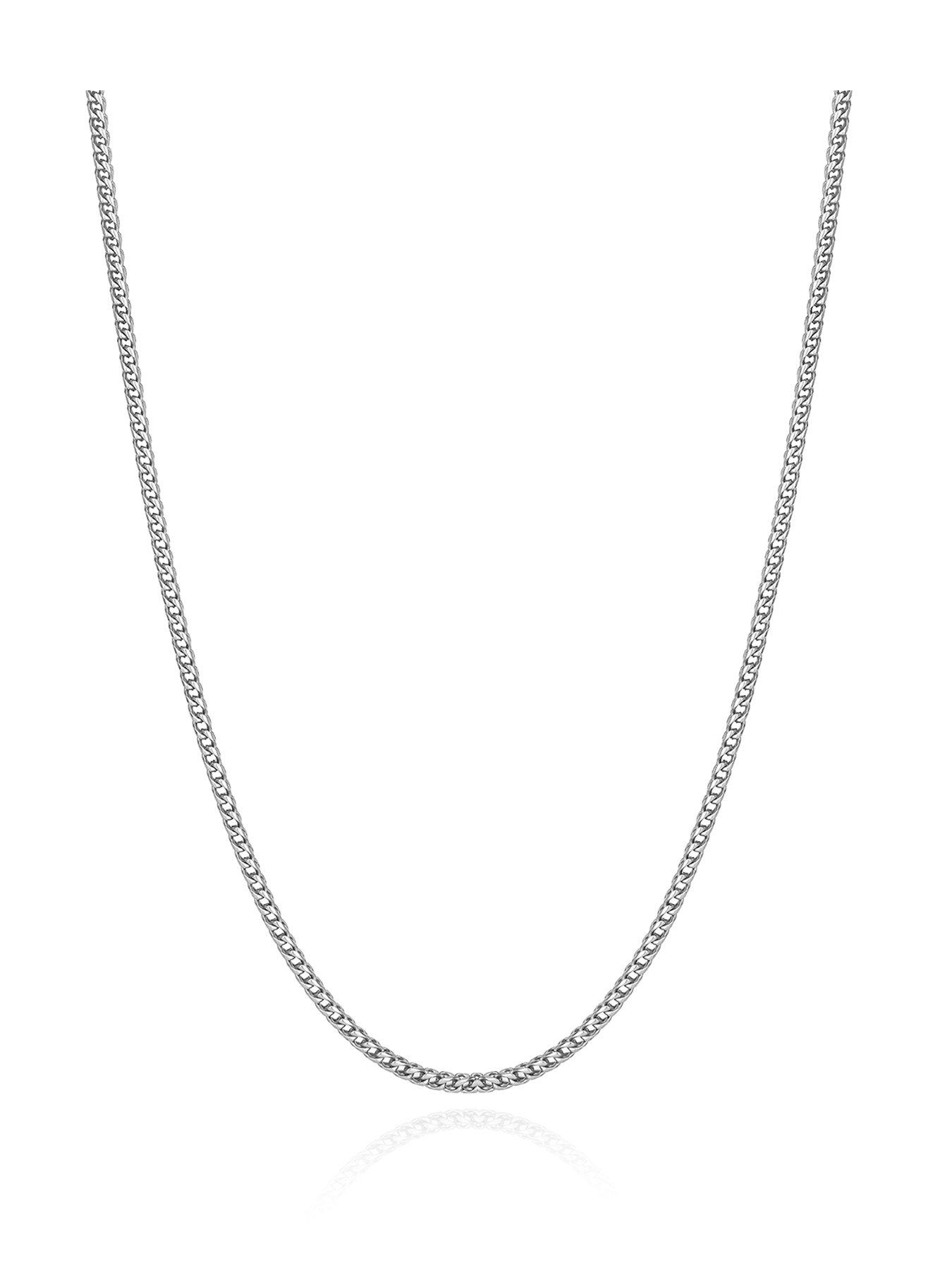 The Love Collection Stainless steel 22" necklace with black onyx inlay