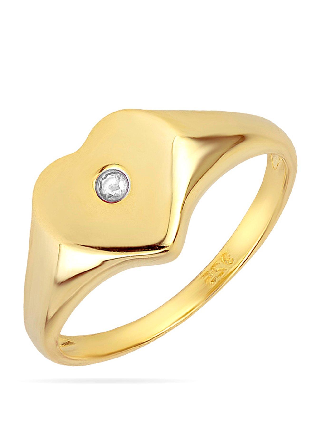 The Love Collection Gold Plated Sterling Silver Birthstone Heart Signet Ring