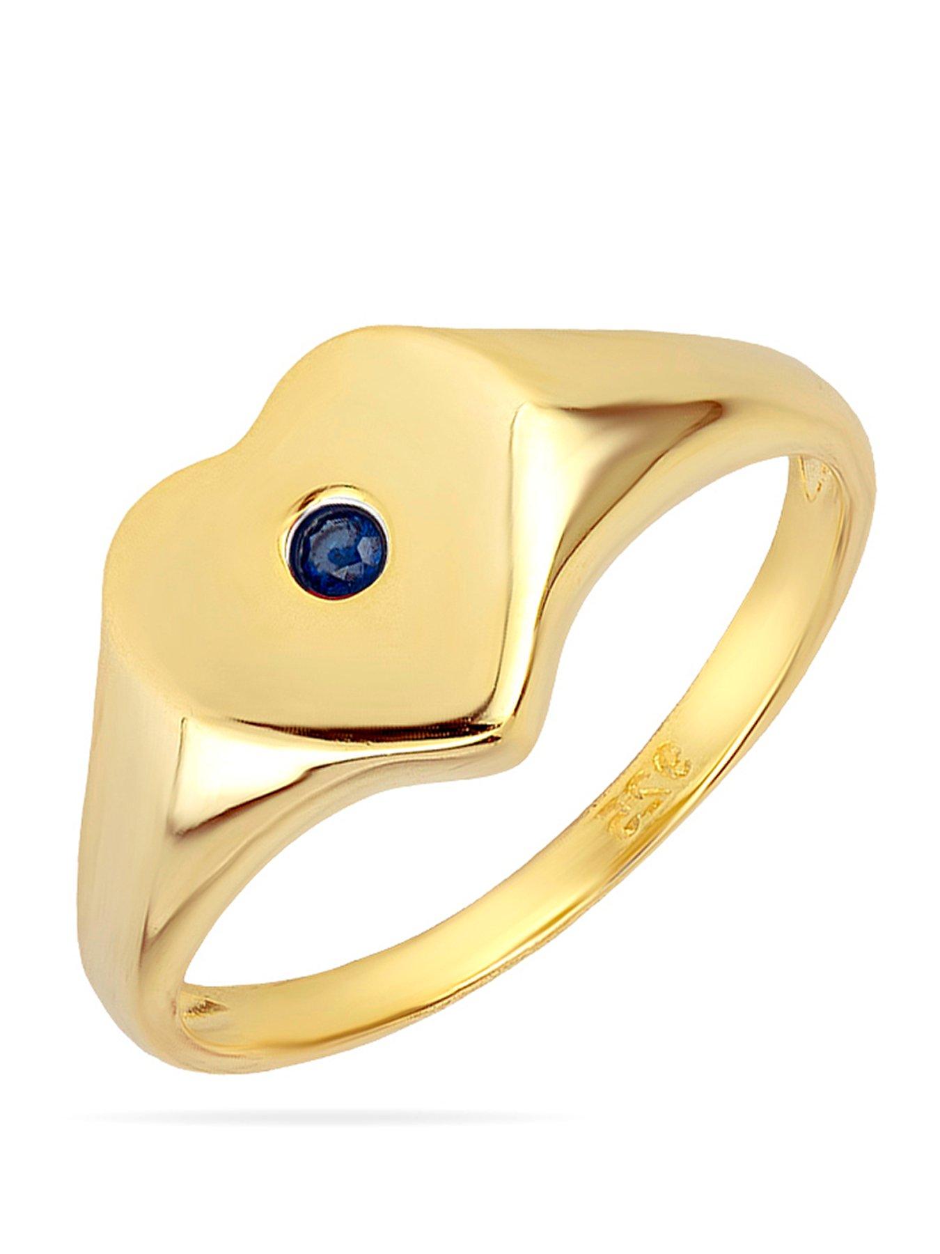 The Love Collection Gold Plated Sterling Silver Birthstone Heart Signet Ring