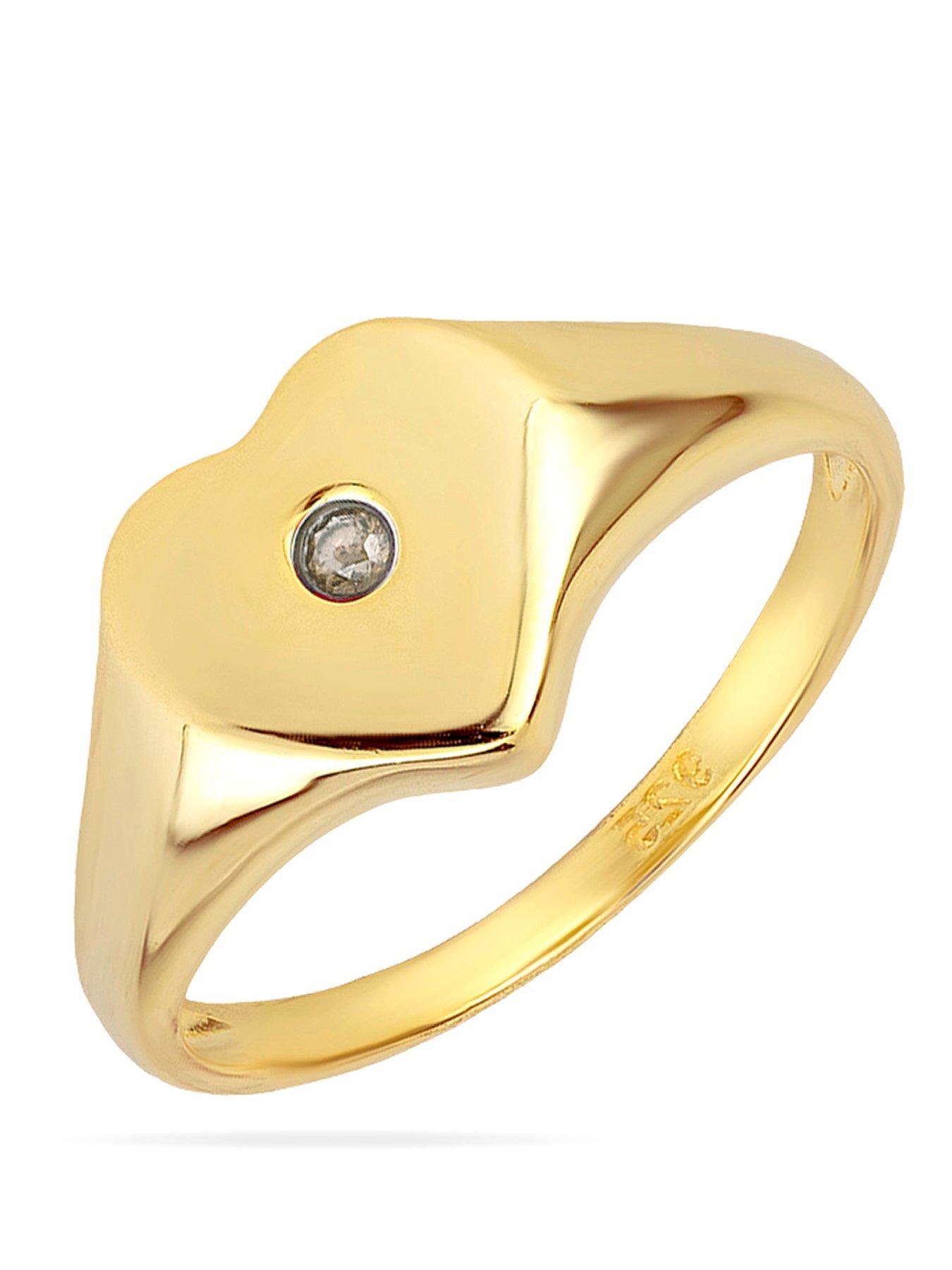 The Love Collection Gold Plated Sterling Silver Birthstone Heart Signet Ring