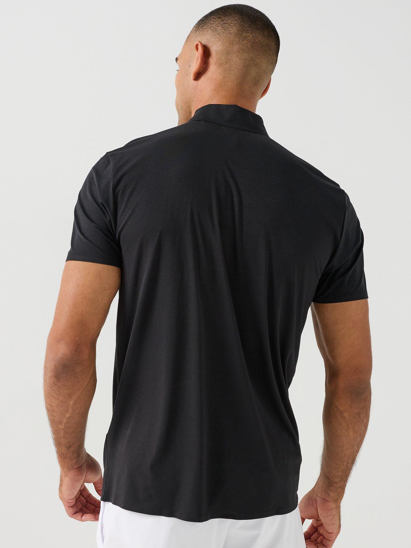 Image 2 of 6 of BOSS Mens Swing Snap Closure Tech Polo Shirt - Black