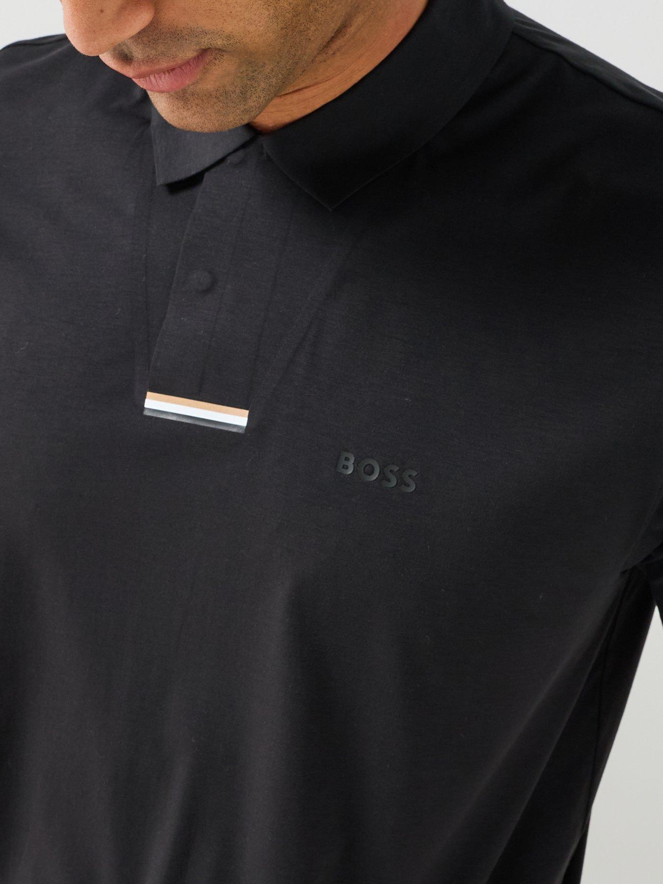 Image 4 of 6 of BOSS Mens Swing Snap Closure Tech Polo Shirt - Black