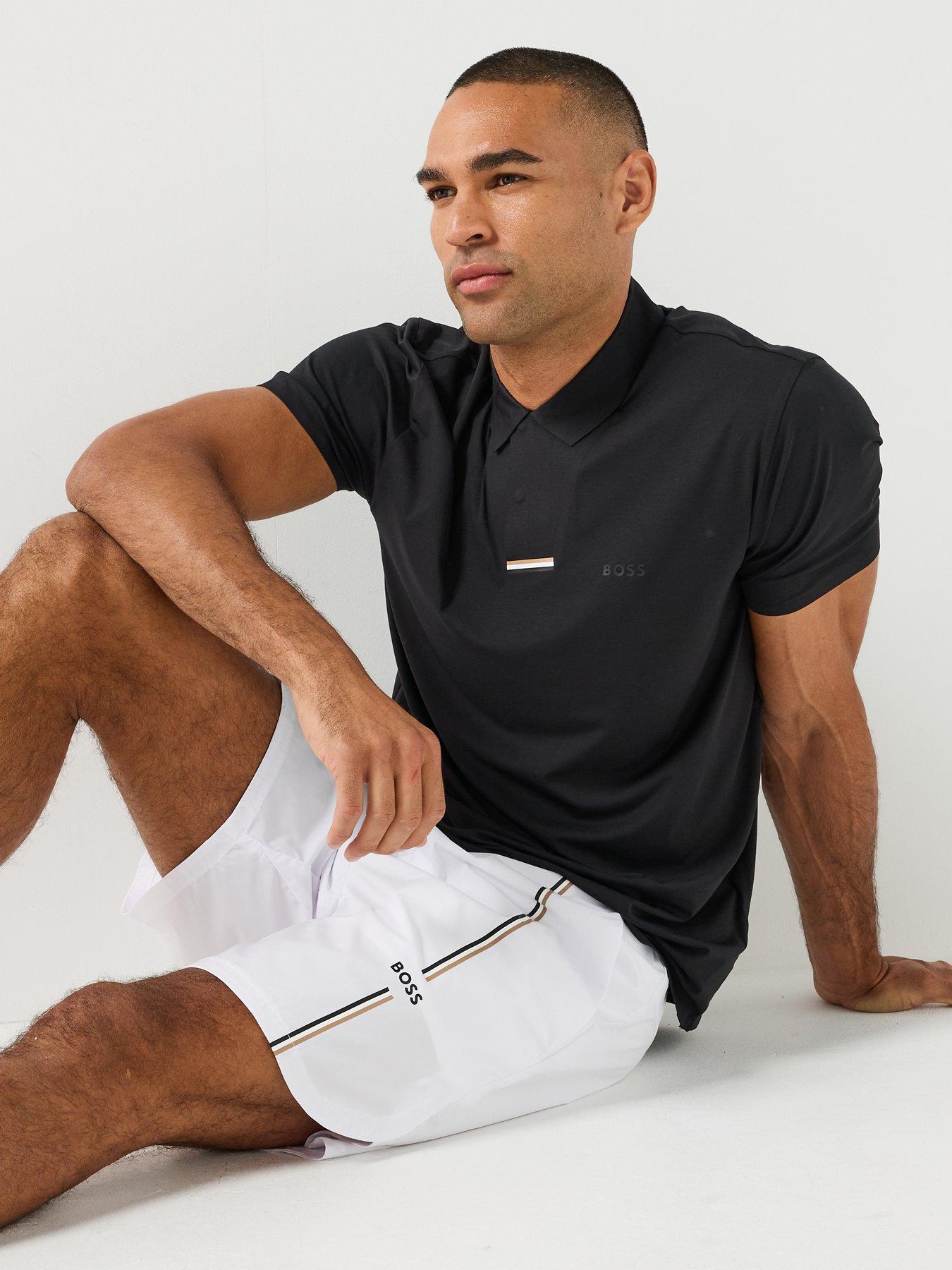 Image 6 of 6 of BOSS Mens Swing Snap Closure Tech Polo Shirt - Black