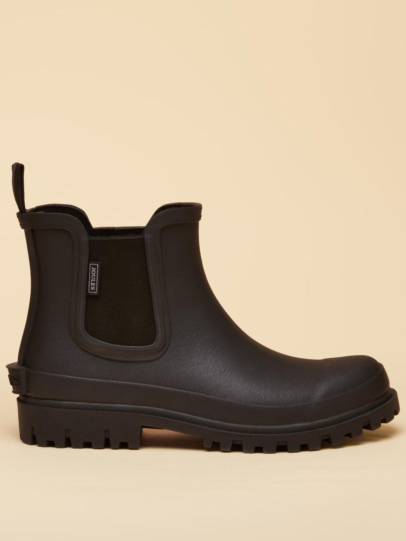 Image 1 of 6 of Joules Mens Short Pull-On Wellies Wellington Boots - Black