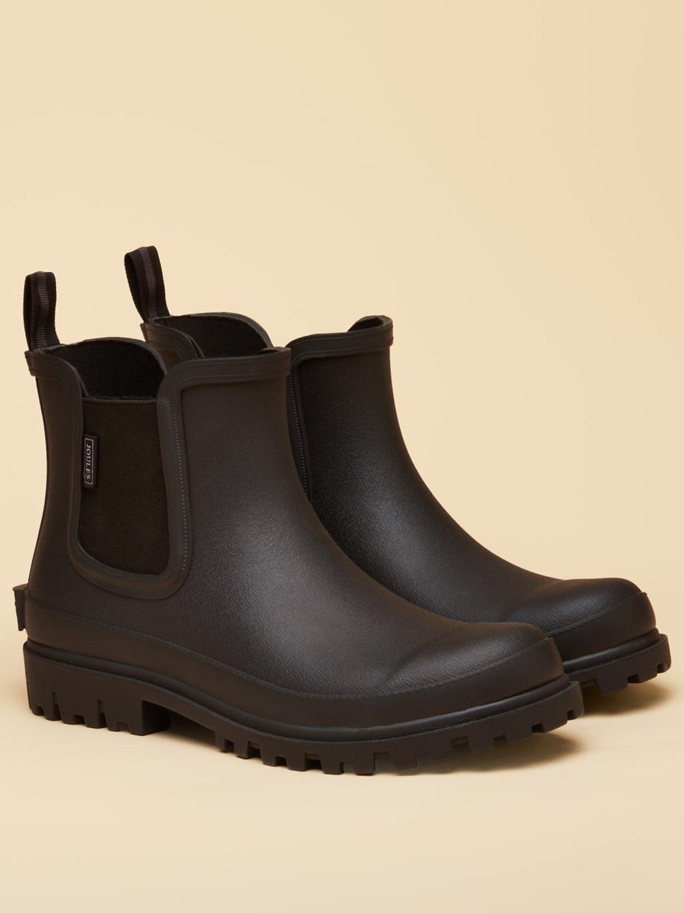 Image 2 of 6 of Joules Mens Short Pull-On Wellies Wellington Boots - Black
