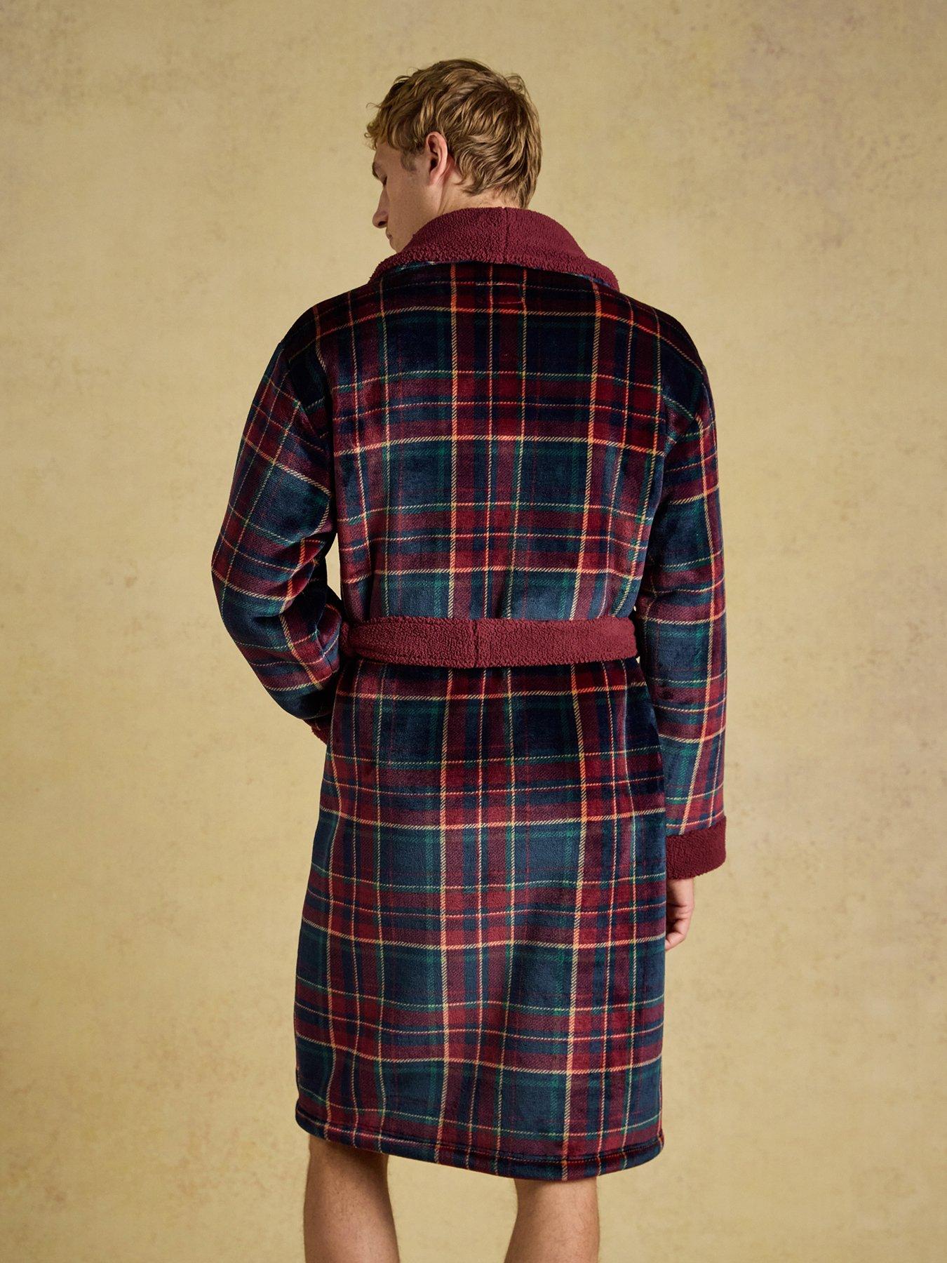 Image 2 of 6 of Joules Joules Montague Fleece Dressing Gown- Red