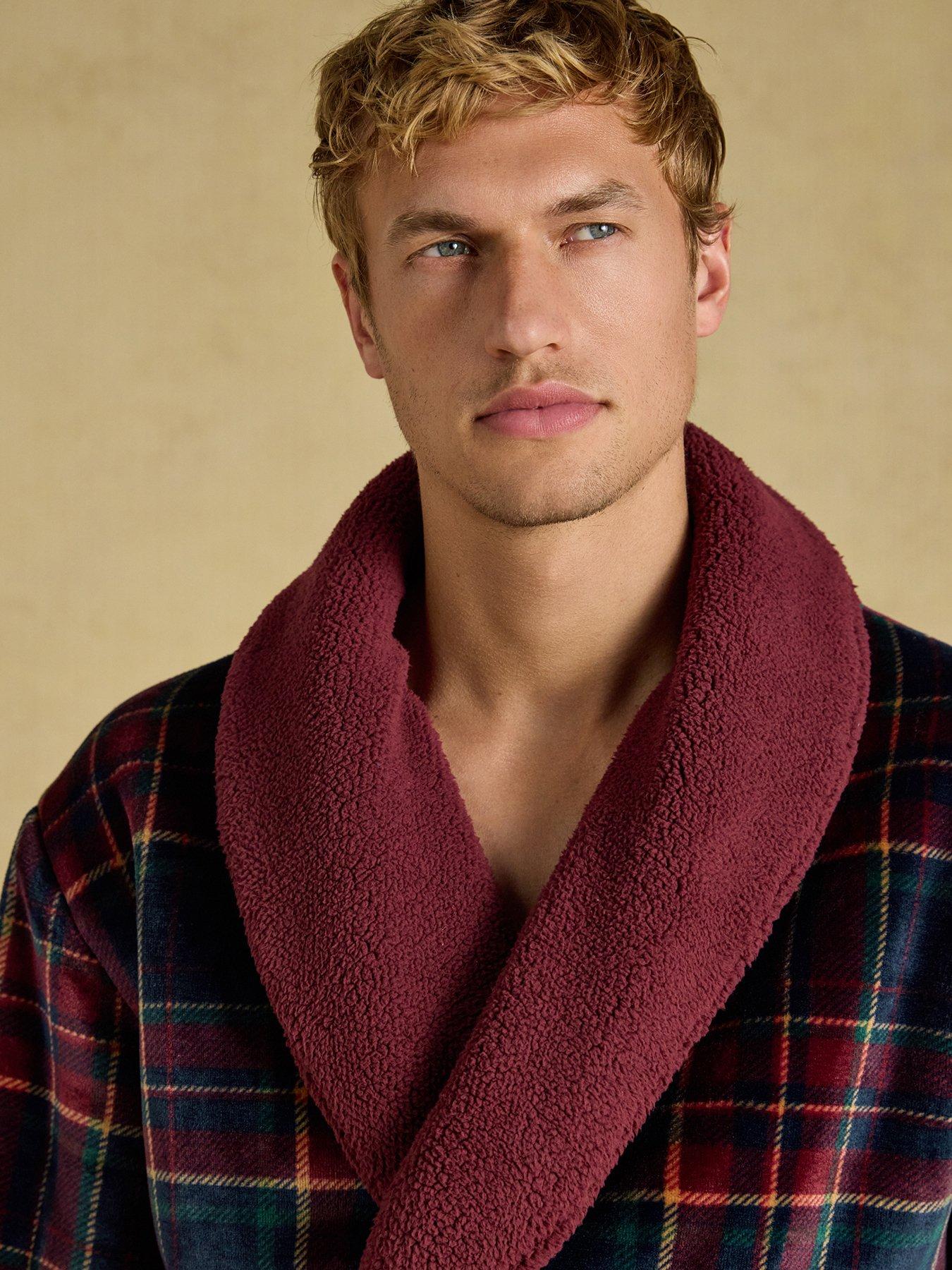 Image 4 of 6 of Joules Joules Montague Fleece Dressing Gown- Red