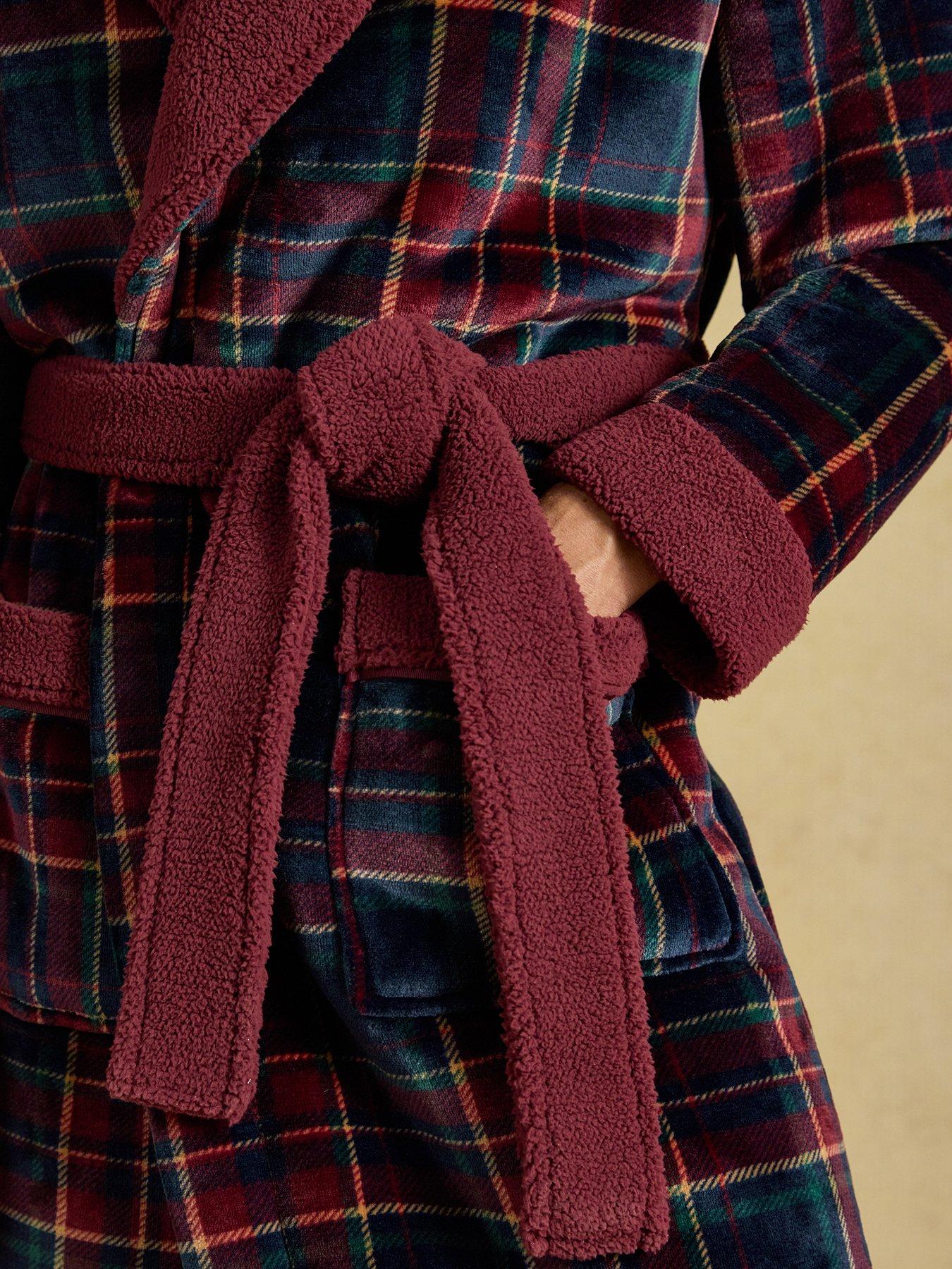 Image 5 of 6 of Joules Joules Montague Fleece Dressing Gown- Red