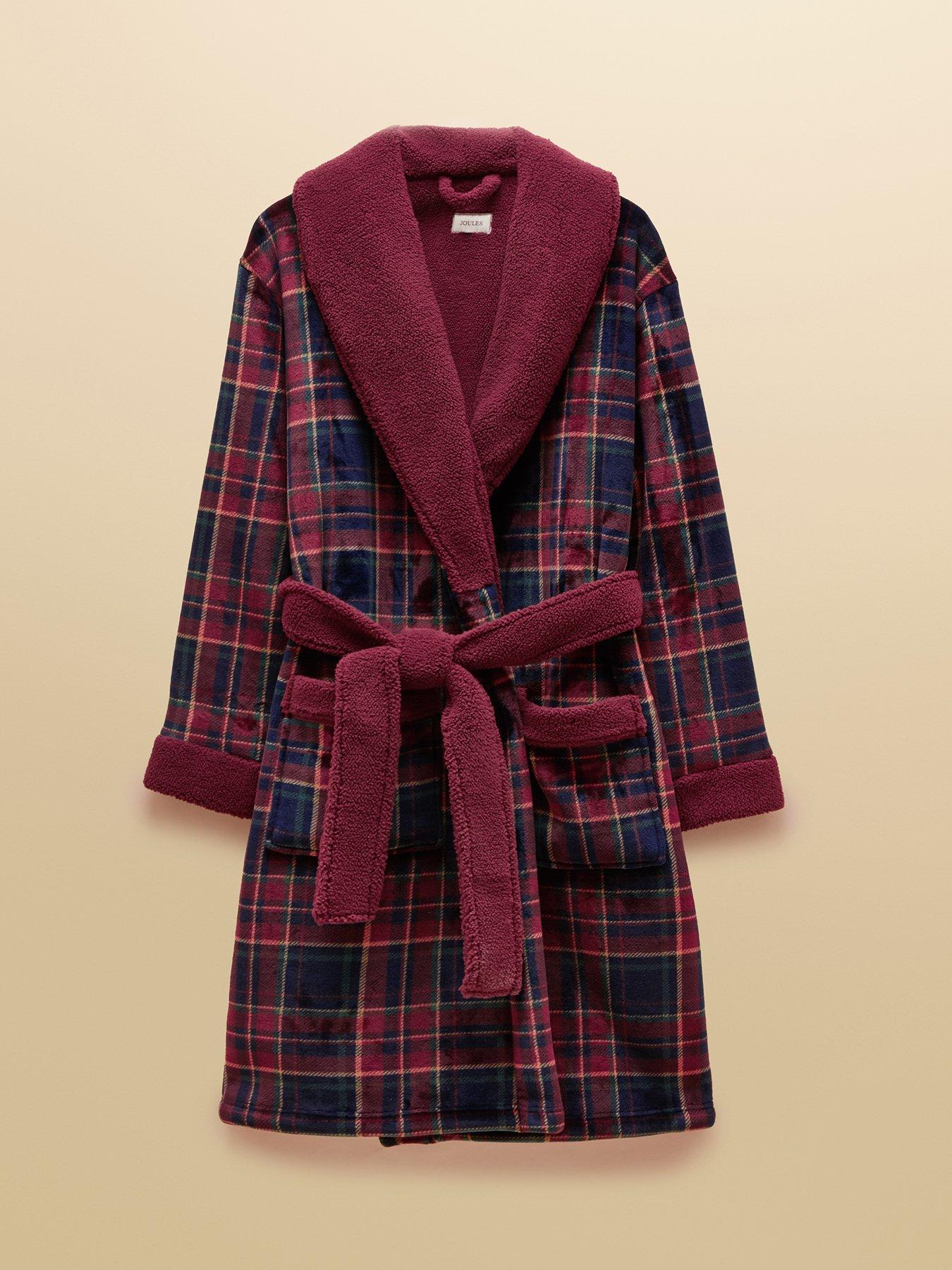 Image 6 of 6 of Joules Joules Montague Fleece Dressing Gown- Red