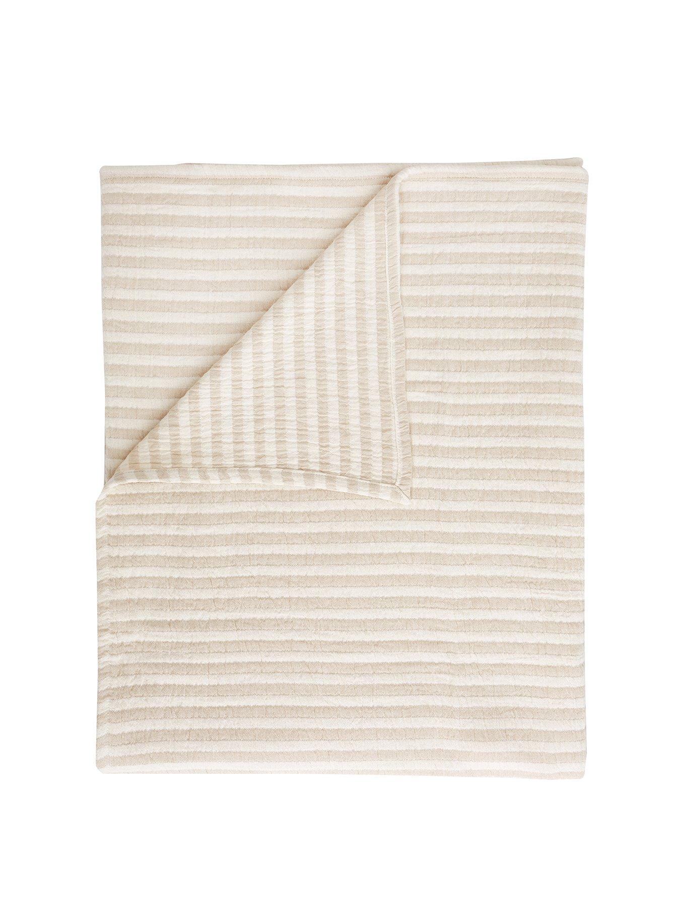 Image 2 of 4 of Bianca Fine Linens Cotton Muslin Stripe 100% Cotton Throw