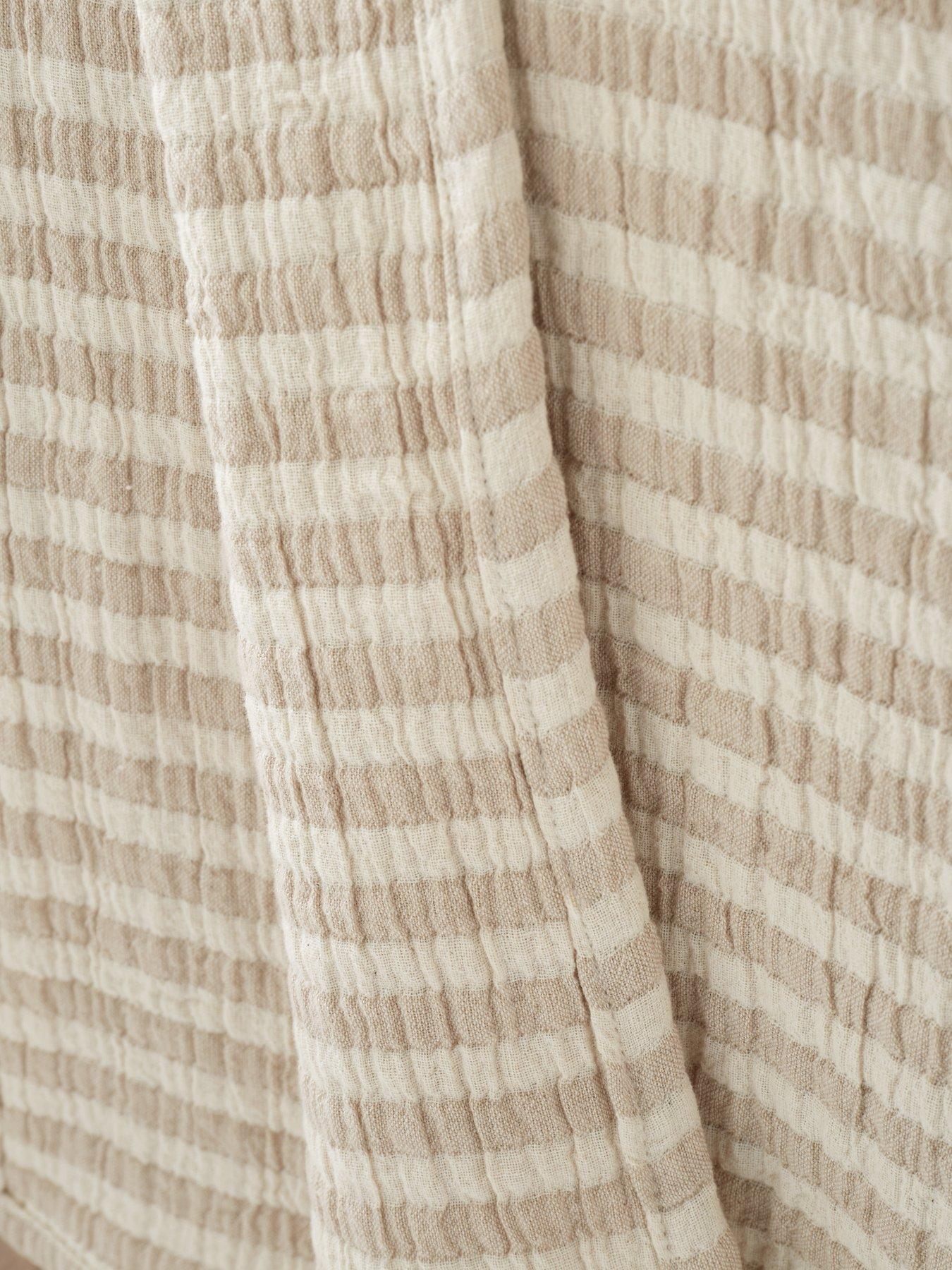Image 3 of 4 of Bianca Fine Linens Cotton Muslin Stripe 100% Cotton Throw