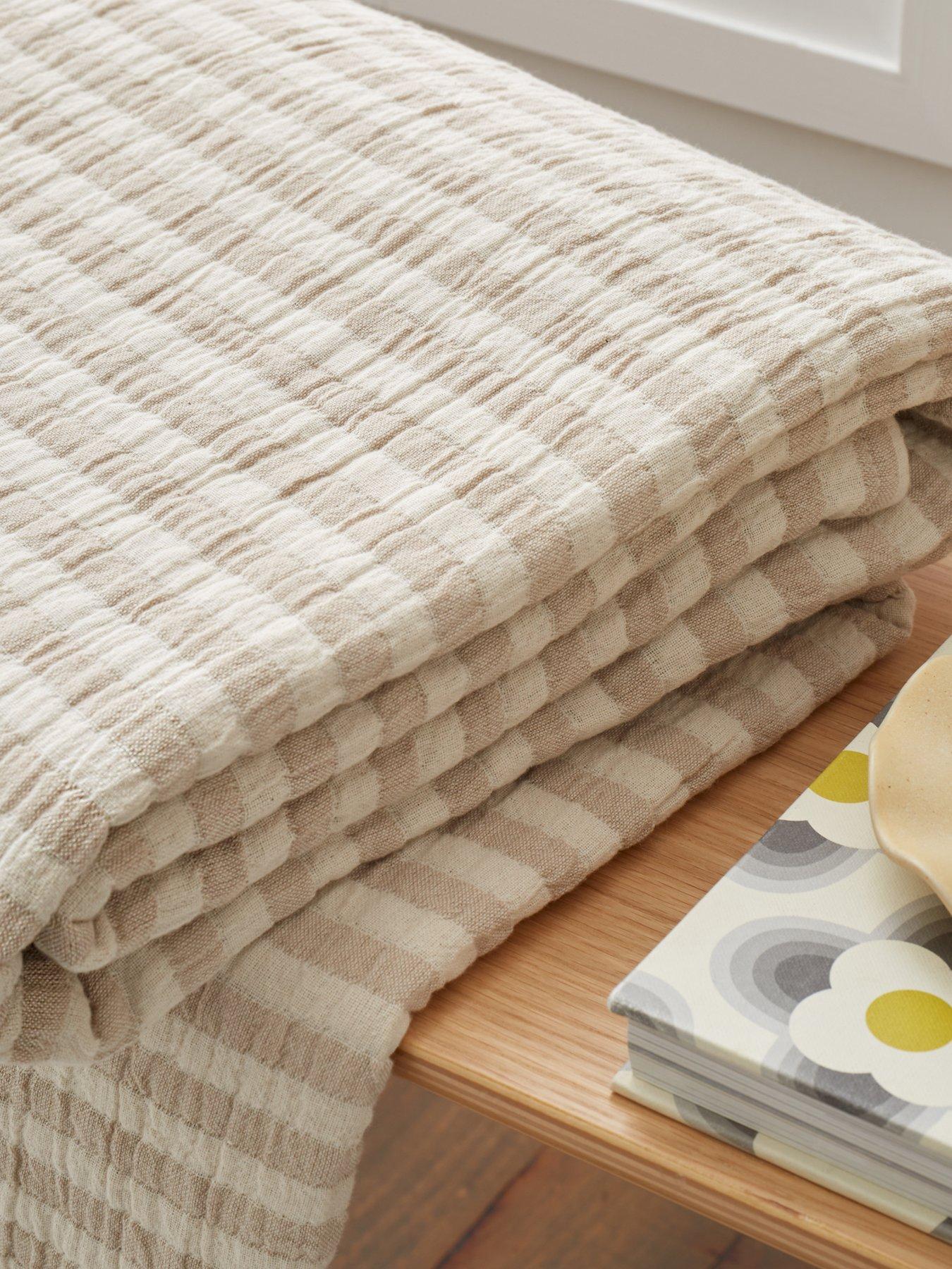 Image 4 of 4 of Bianca Fine Linens Cotton Muslin Stripe 100% Cotton Throw