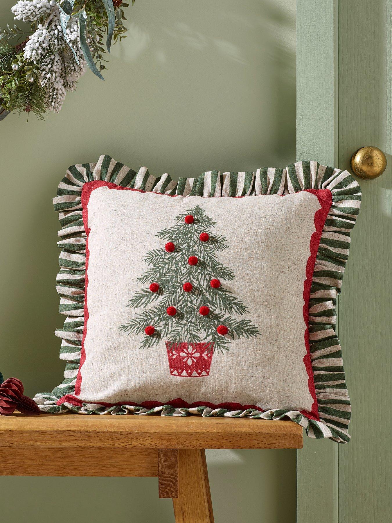 Catherine Lansfield Frilled Christmas Tree Filled Cushion