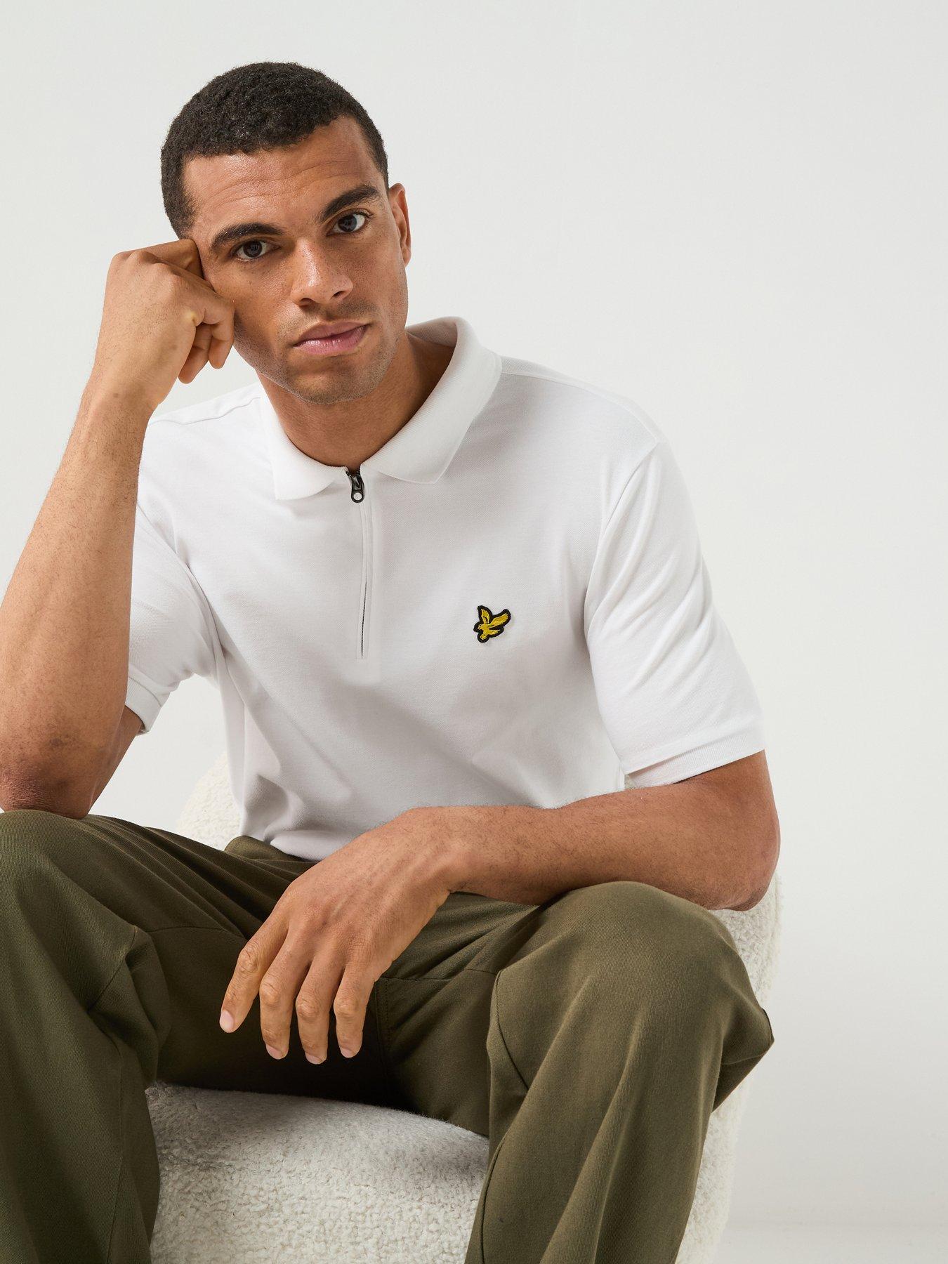 Image 1 of 6 of Lyle & Scott Mens Quarter Zip Stretch Polo Shirt - White