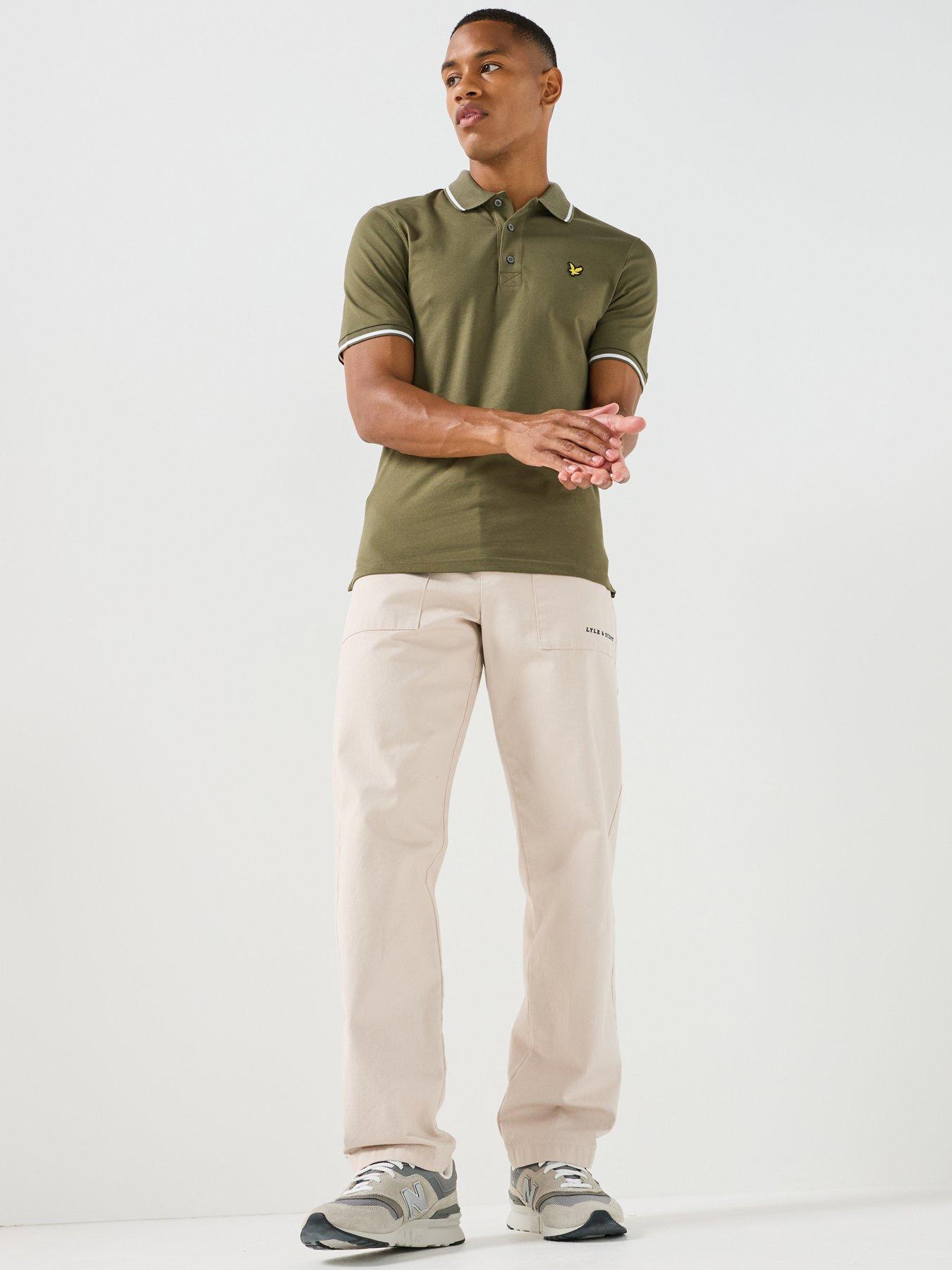 Image 3 of 6 of Lyle & Scott Men's Tipped Polo Shirt with Eagle Logo Detail - Khaki Green