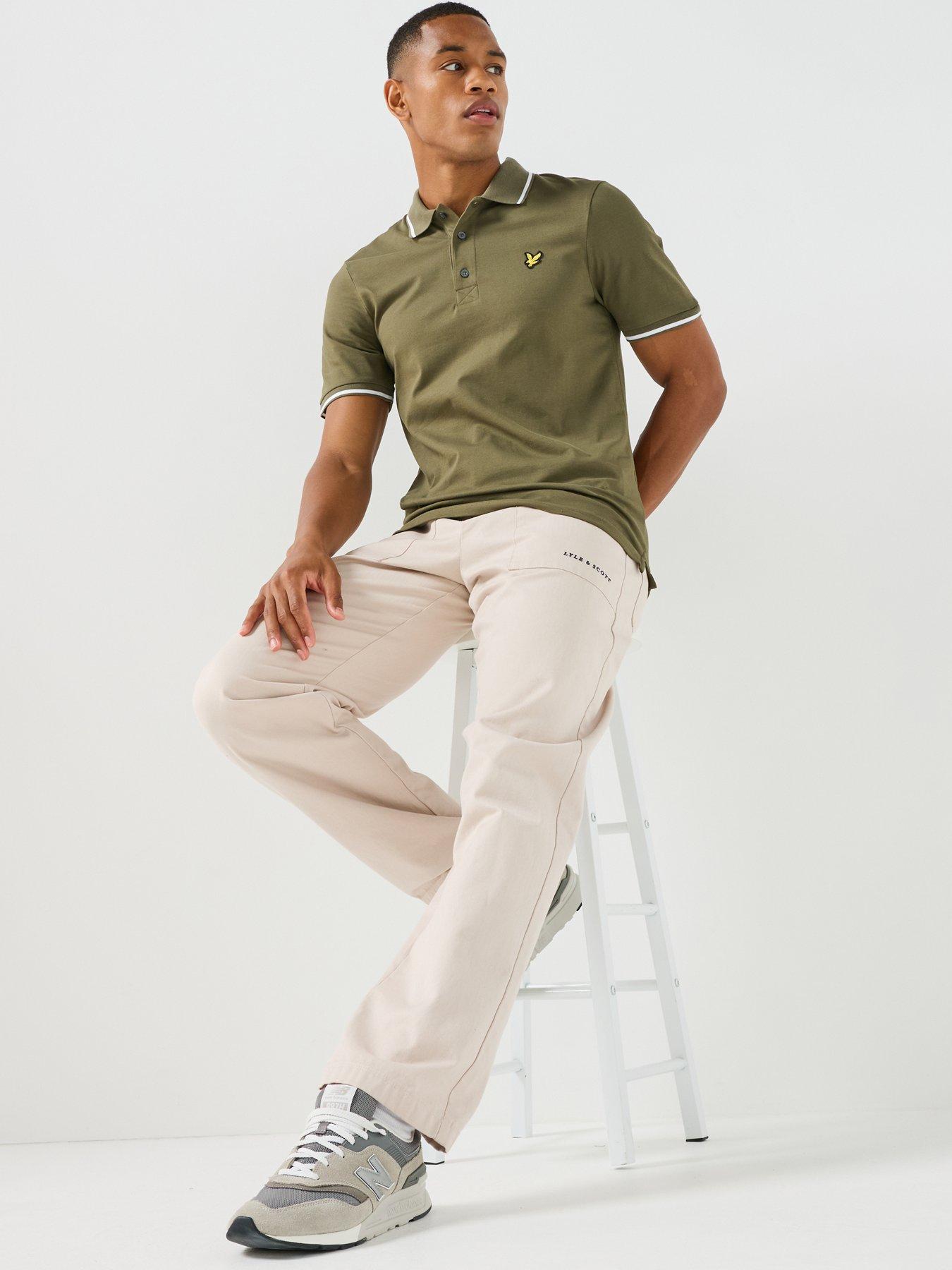 Image 6 of 6 of Lyle & Scott Men's Tipped Polo Shirt with Eagle Logo Detail - Khaki Green