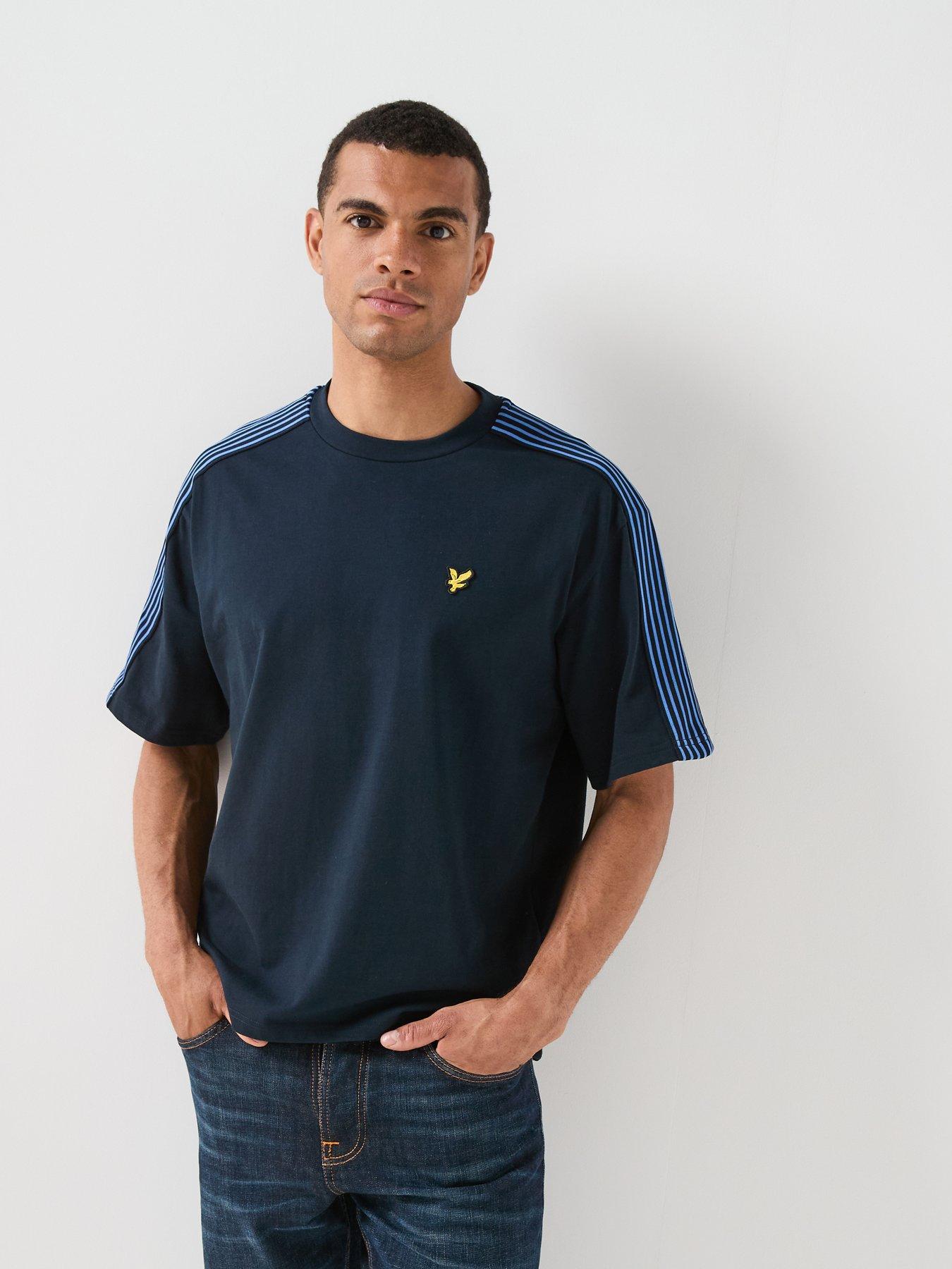 Lyle & Scott Stripe Taped Cotton T-Shirt - Navy