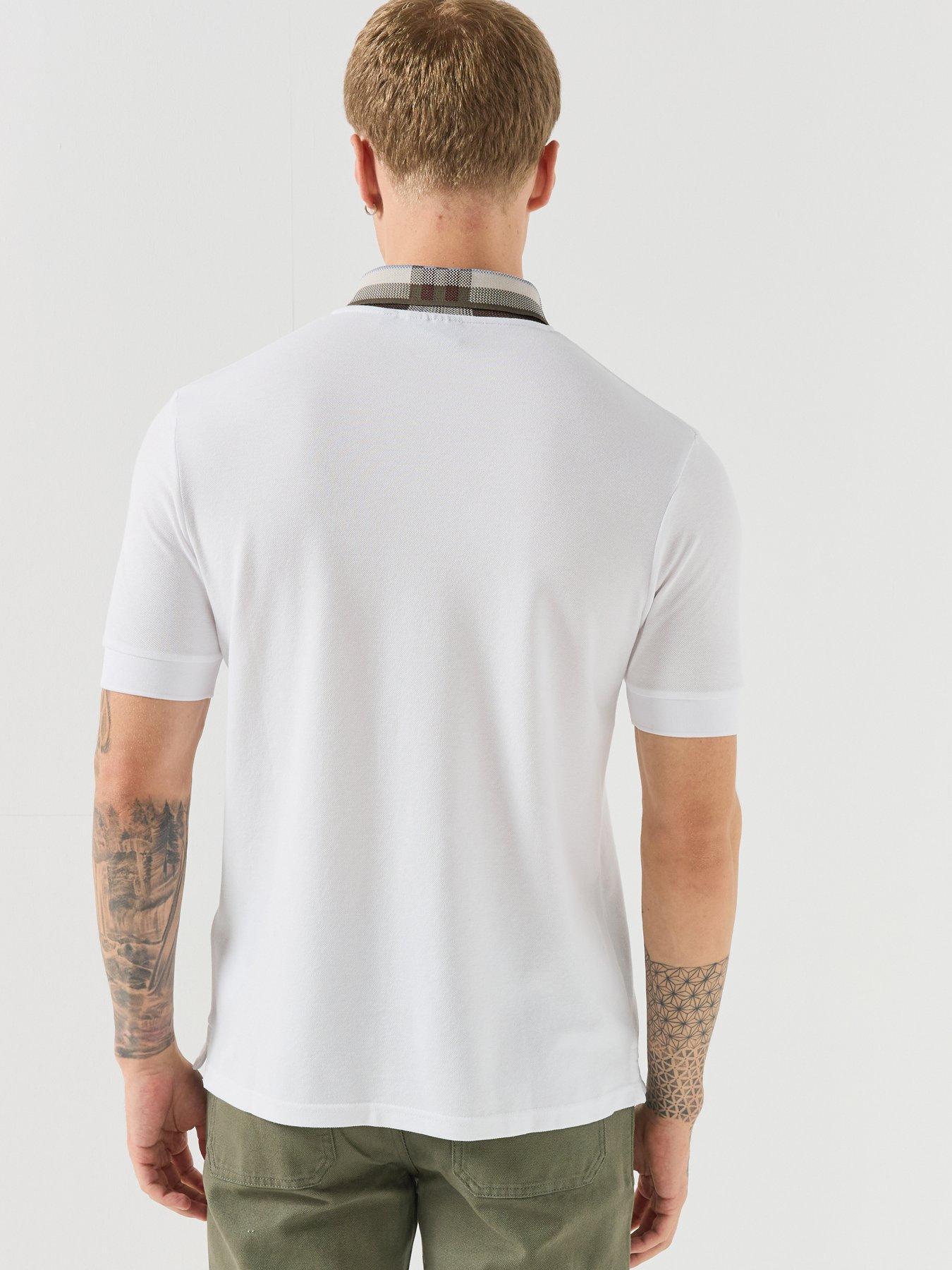 Image 2 of 6 of Lyle & Scott Mens Tartan Collar Stretch Polo Shirt - Cream