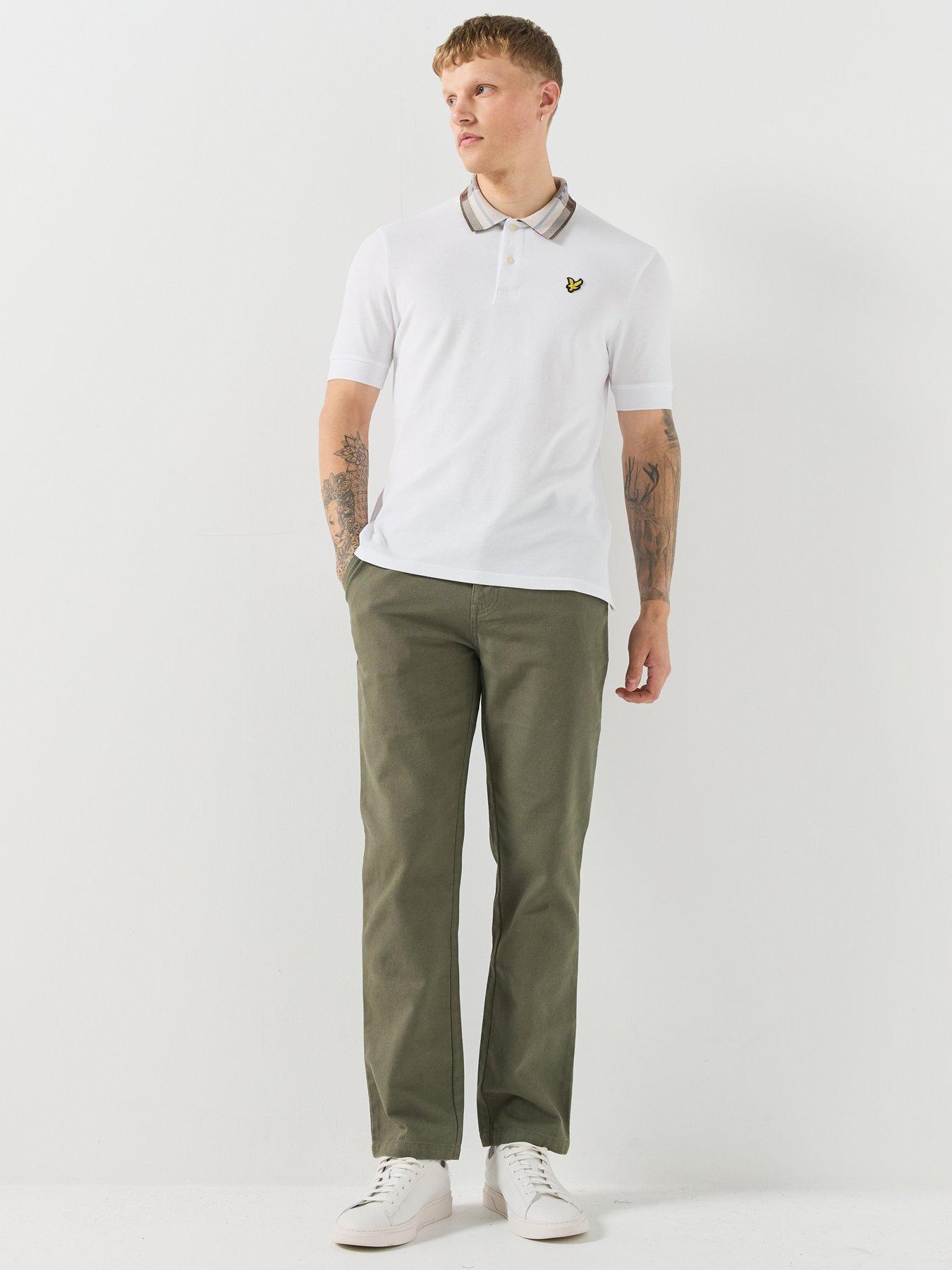 Image 3 of 6 of Lyle & Scott Mens Tartan Collar Stretch Polo Shirt - Cream