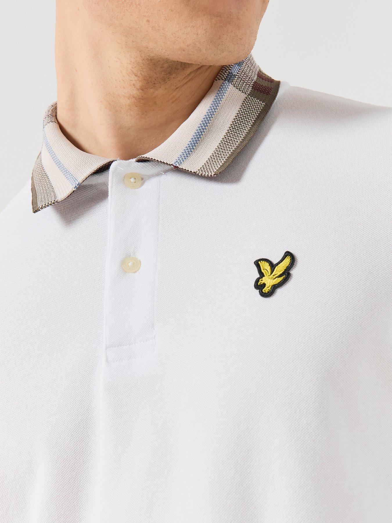 Image 5 of 6 of Lyle & Scott Mens Tartan Collar Stretch Polo Shirt - Cream