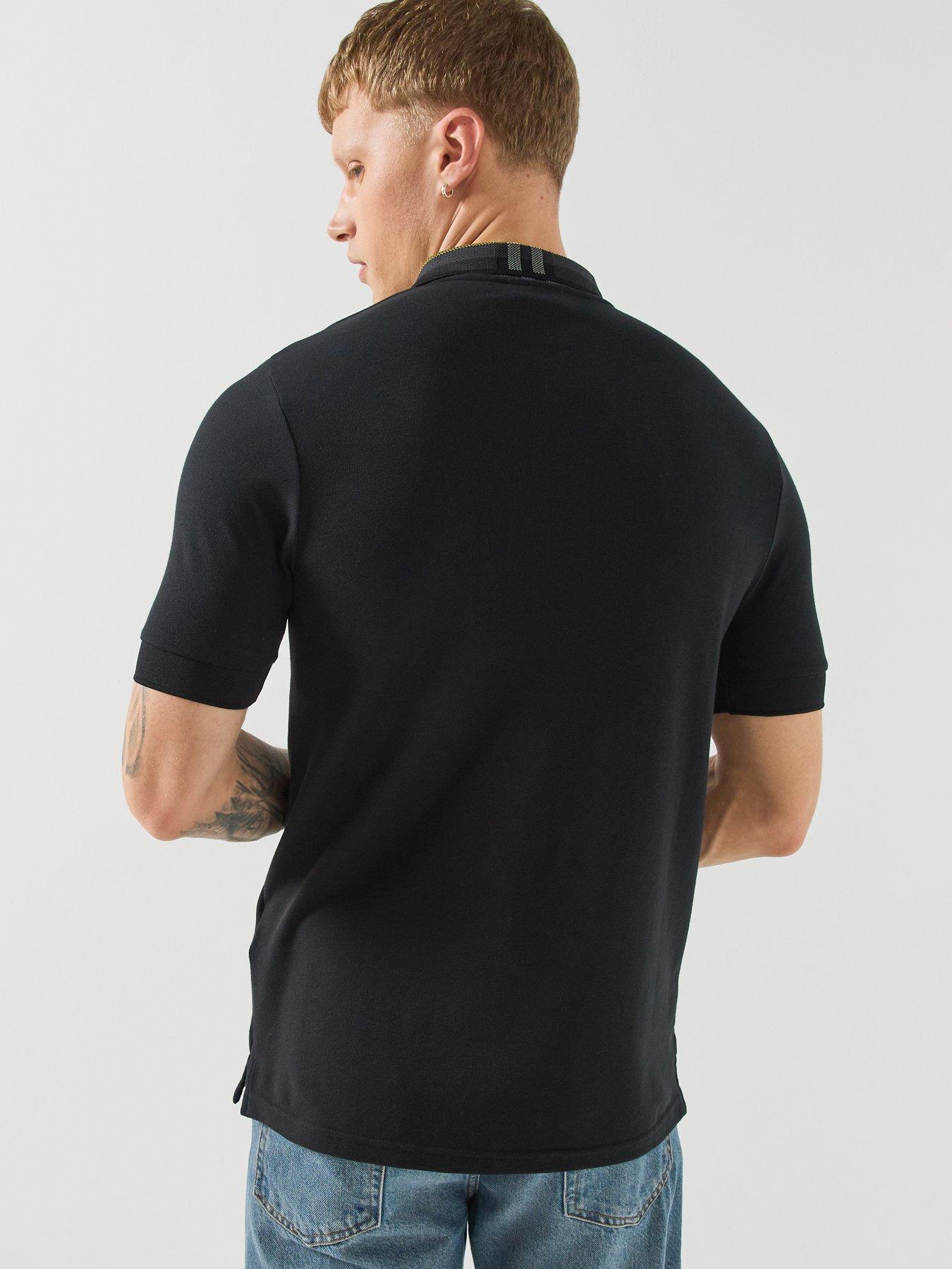 Image 2 of 5 of Lyle & Scott Mens Tartan Collar Stretch Polo Shirt - Black