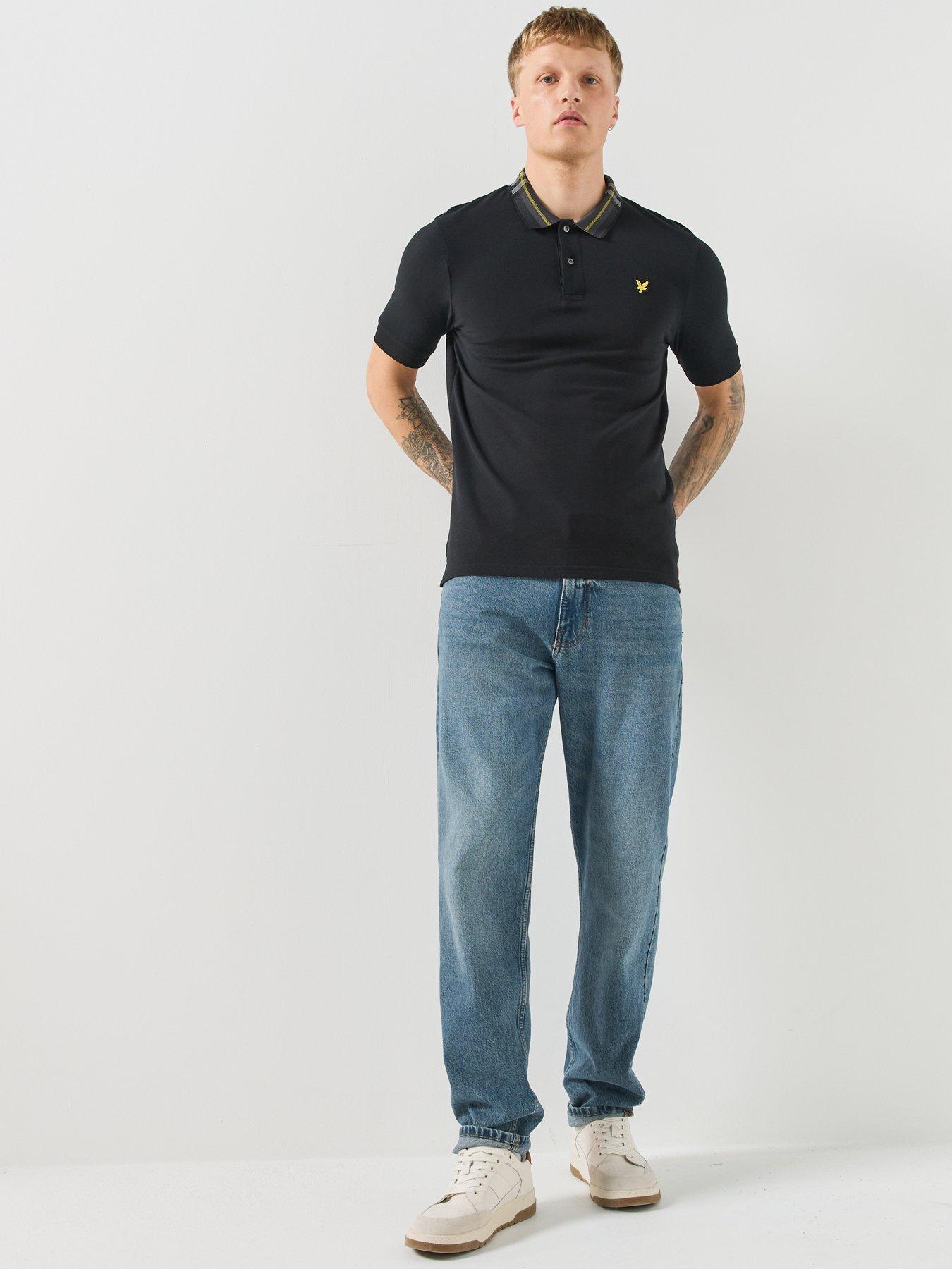 Image 3 of 5 of Lyle & Scott Mens Tartan Collar Stretch Polo Shirt - Black