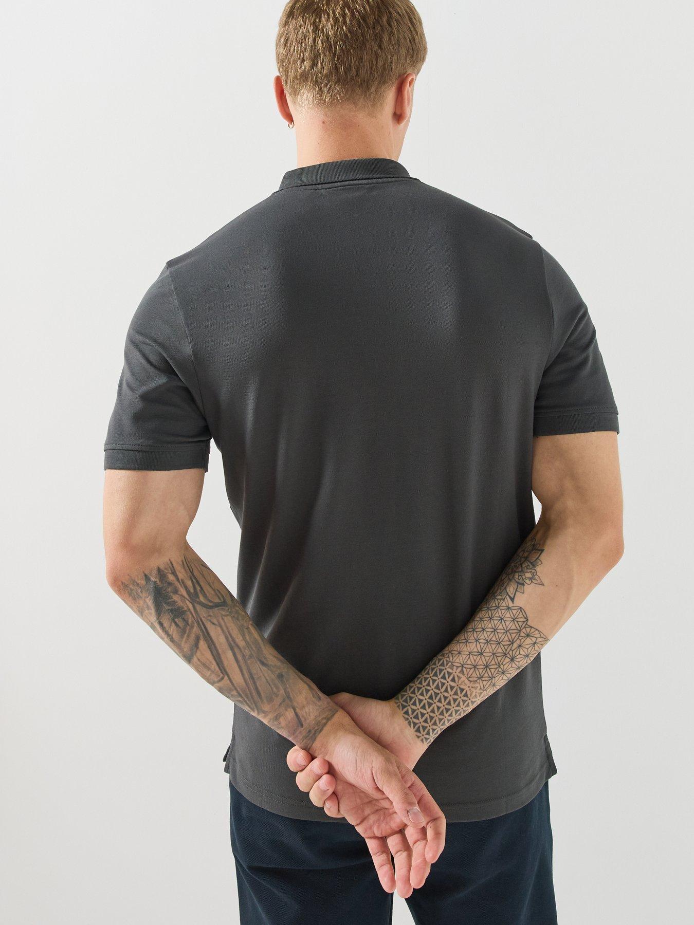 Image 2 of 5 of Lyle & Scott Mens Regular Fit Cotton-Stretch Logo Polo Shirt - Grey