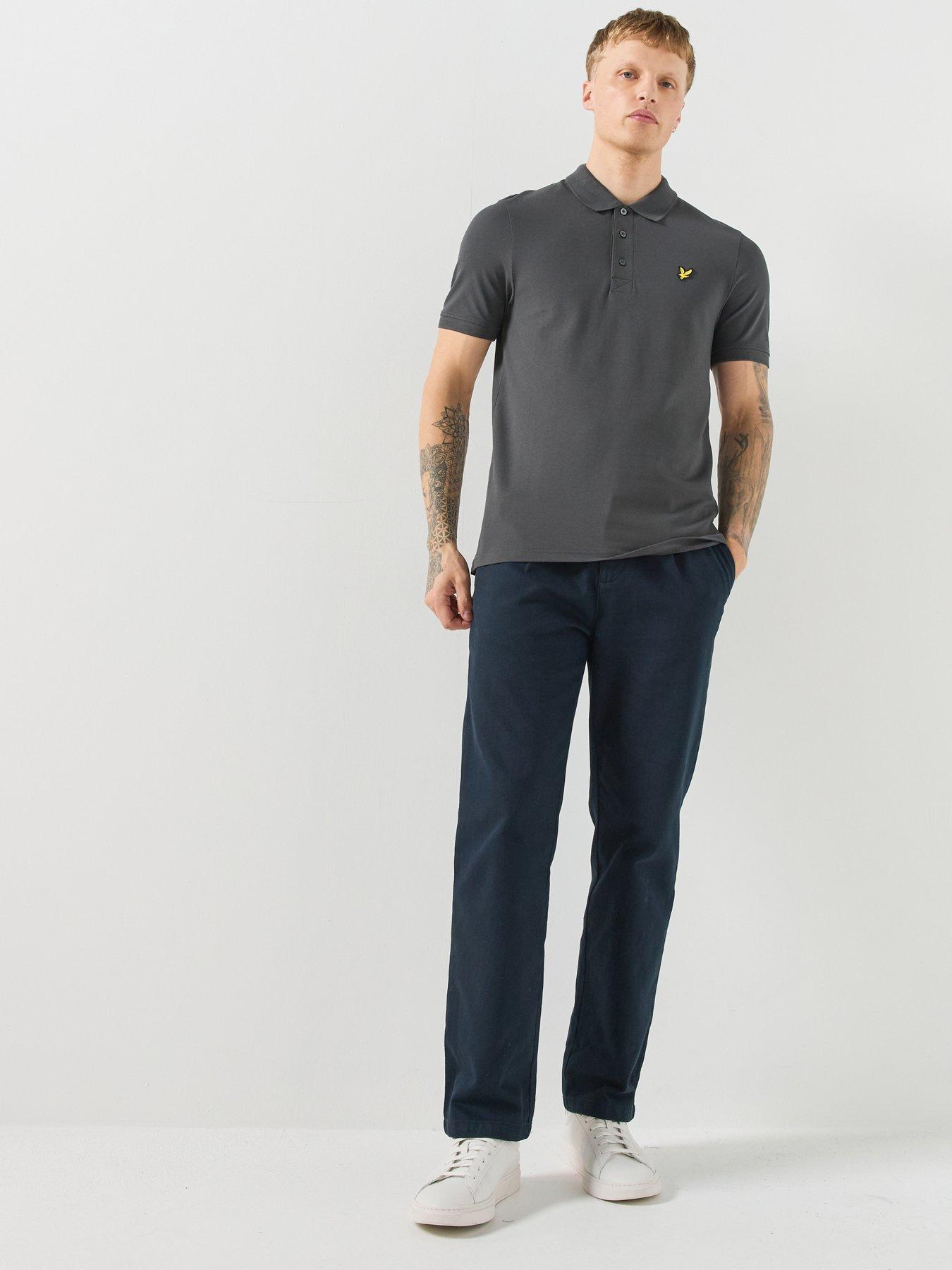 Image 3 of 5 of Lyle & Scott Mens Regular Fit Cotton-Stretch Logo Polo Shirt - Grey