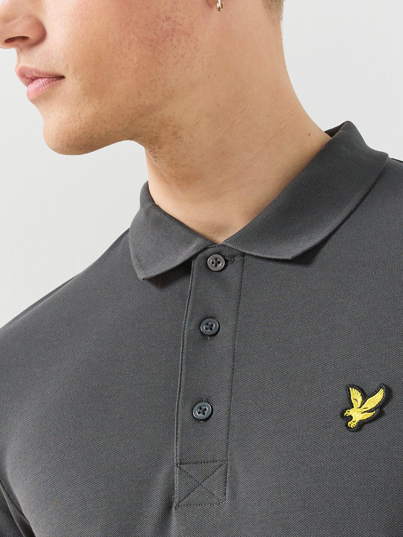 Image 4 of 5 of Lyle & Scott Mens Regular Fit Cotton-Stretch Logo Polo Shirt - Grey