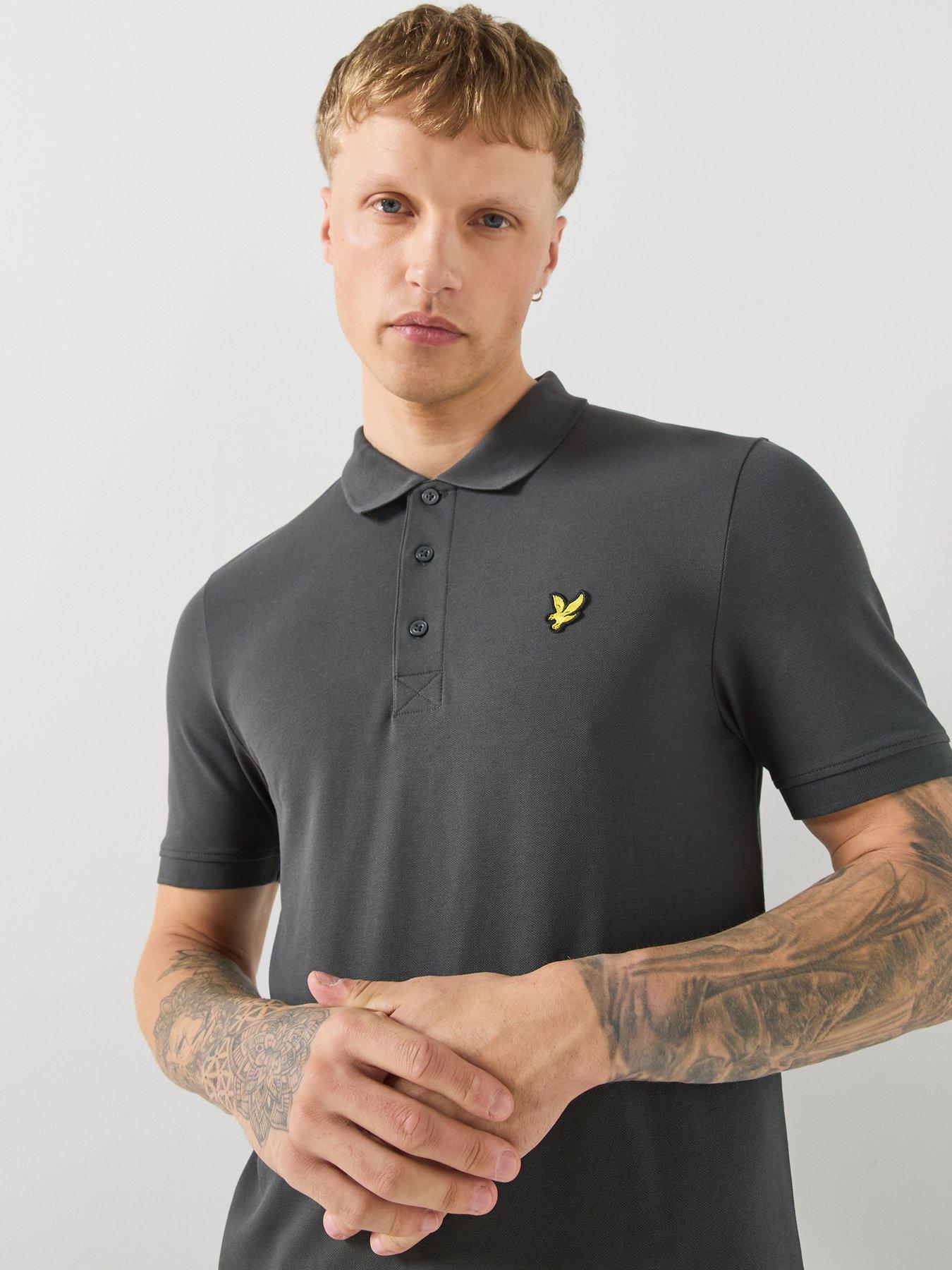Image 5 of 5 of Lyle & Scott Mens Regular Fit Cotton-Stretch Logo Polo Shirt - Grey