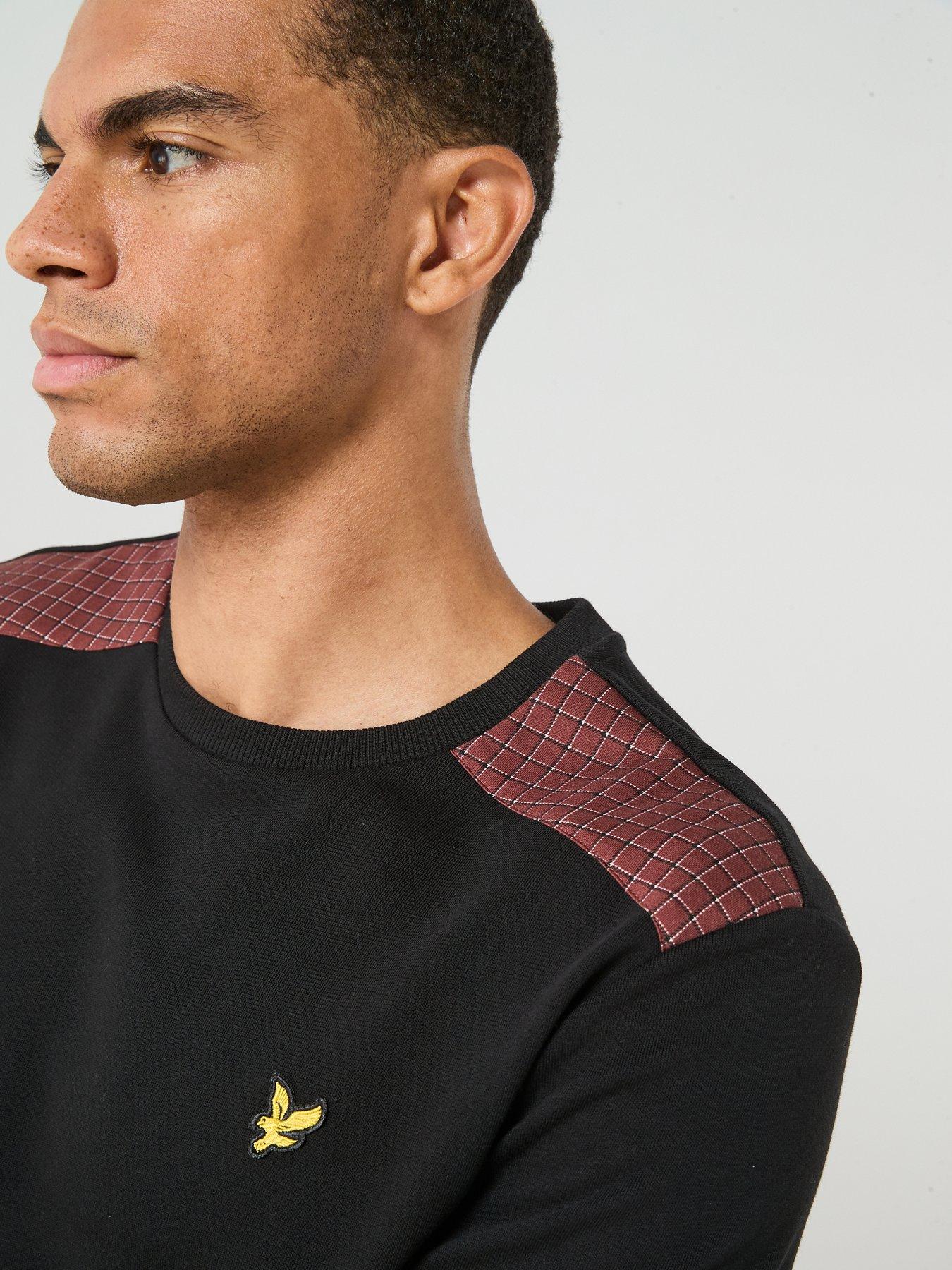 Image 4 of 6 of Lyle & Scott Check Panelled Crew Sweatshirt - Black
