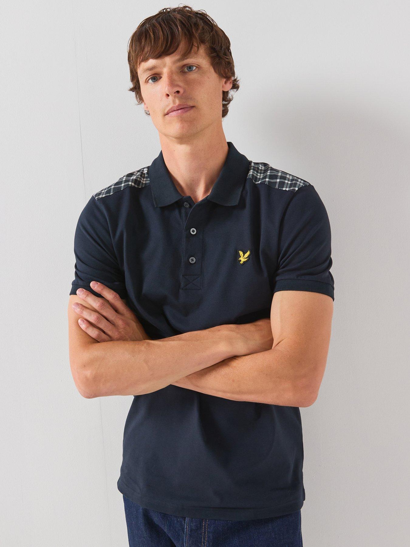 Lyle & Scott Check Panelled Polo Shirt - Navy