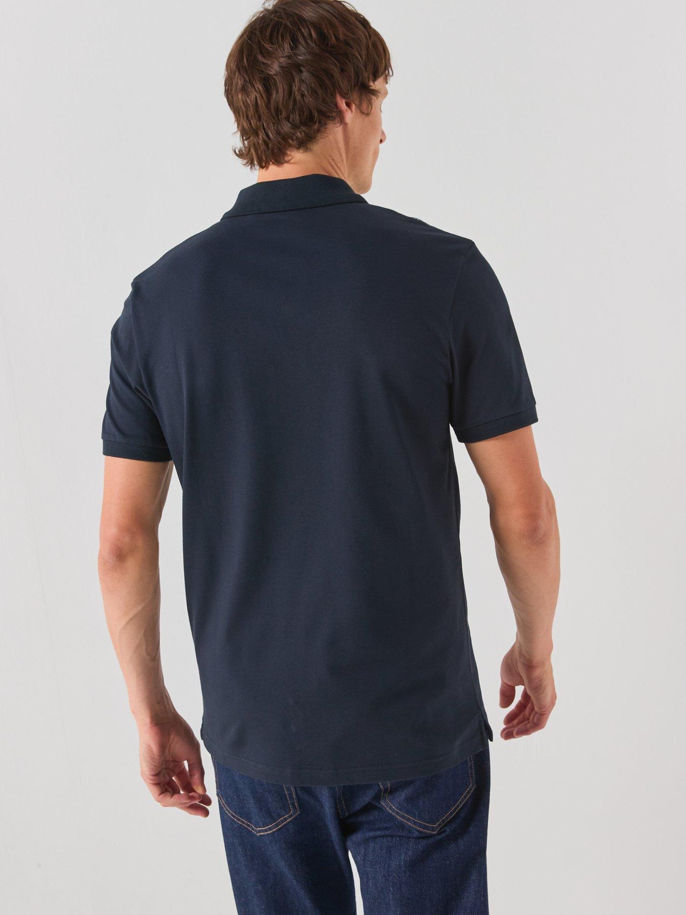 Image 2 of 6 of Lyle & Scott Check Panelled Polo Shirt - Navy