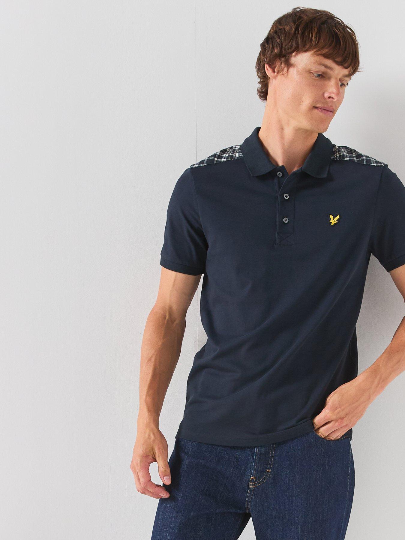 Image 3 of 6 of Lyle & Scott Check Panelled Polo Shirt - Navy