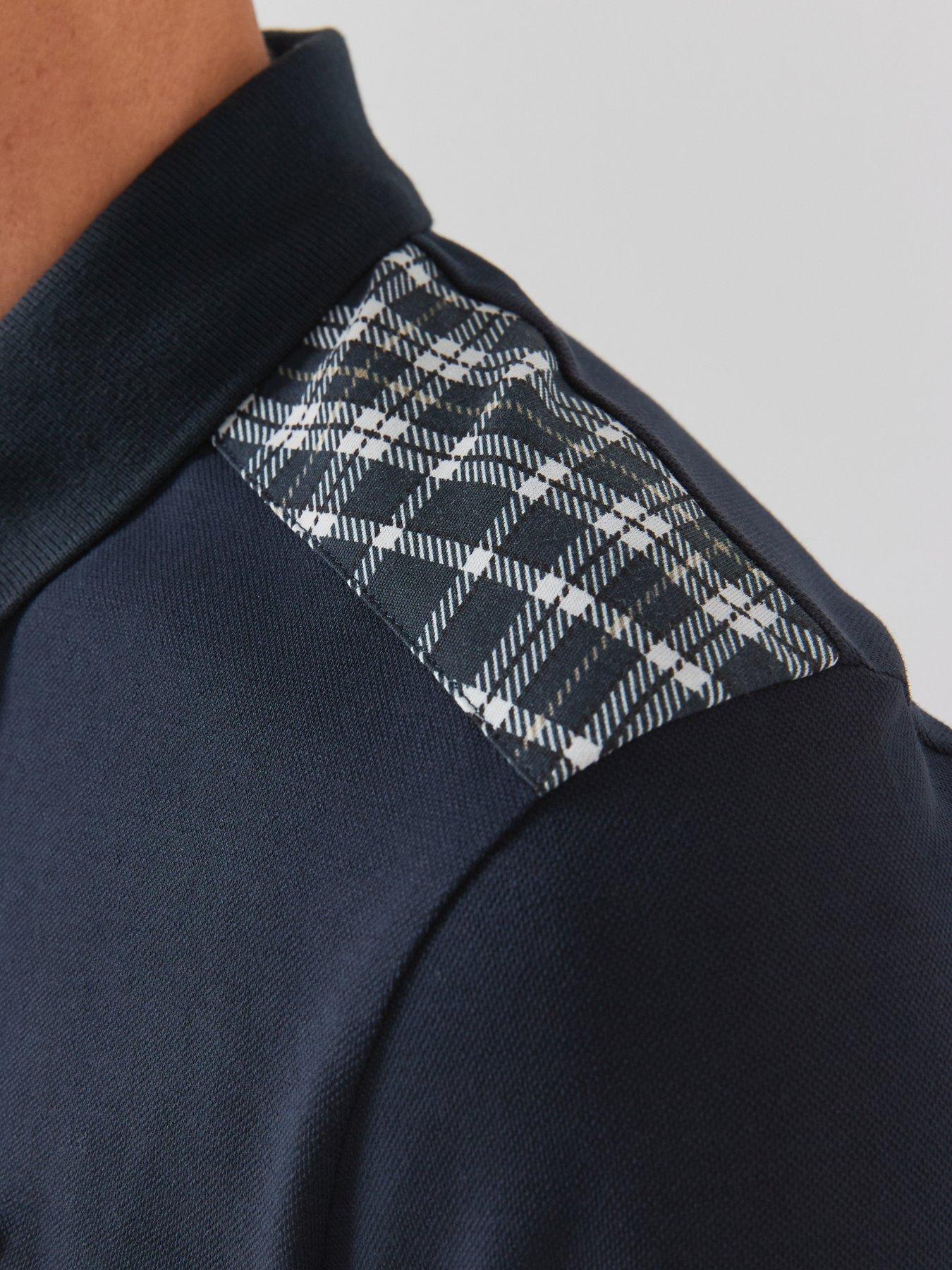 Image 4 of 6 of Lyle & Scott Check Panelled Polo Shirt - Navy